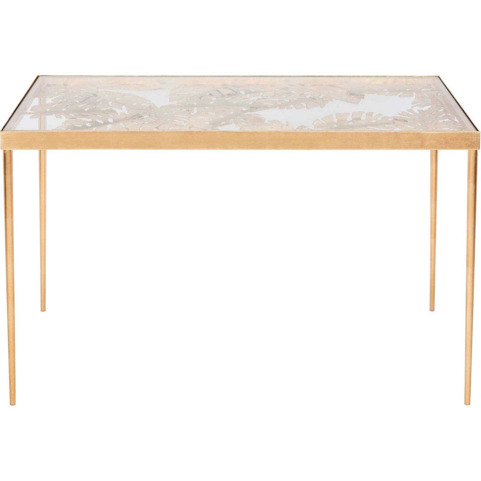 Leonie Palm Leaf Desk Gold/Glass