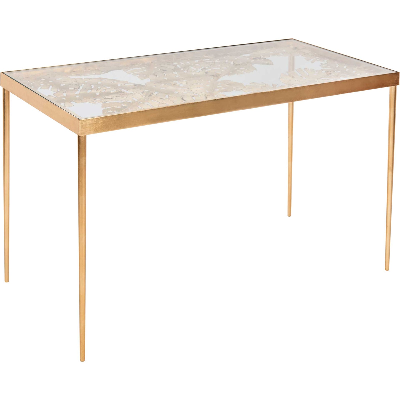 Leonie Palm Leaf Desk Gold/Glass
