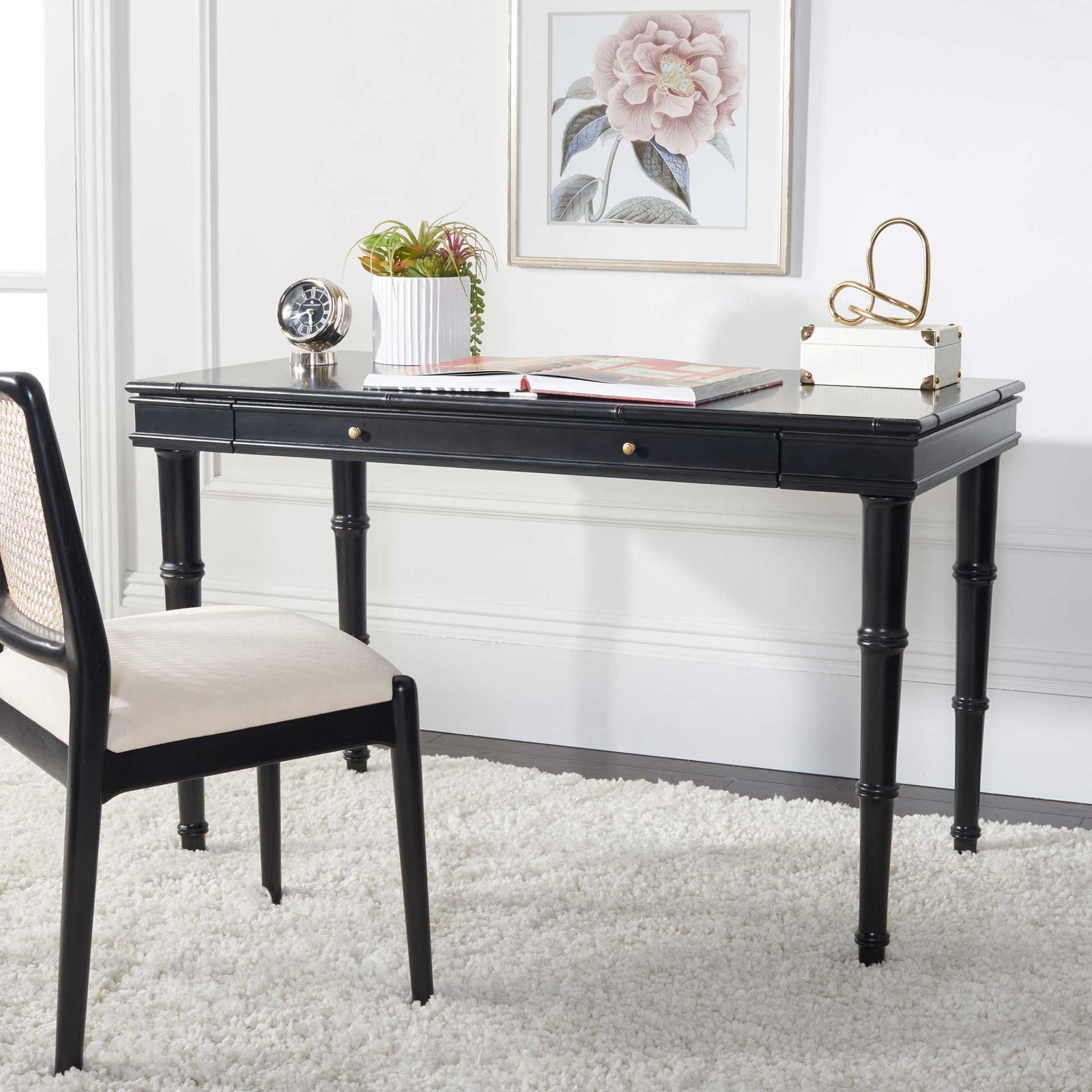 Noemi Single Drawer Writing Desk Black/Silver
