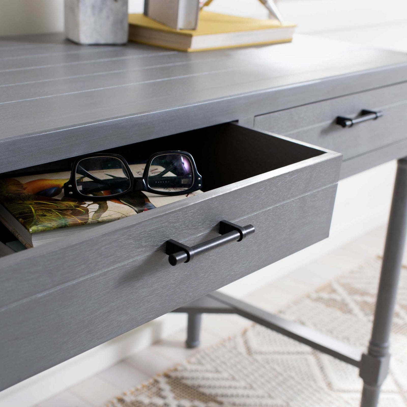 Fidelma Writing Desk White Washed Gray