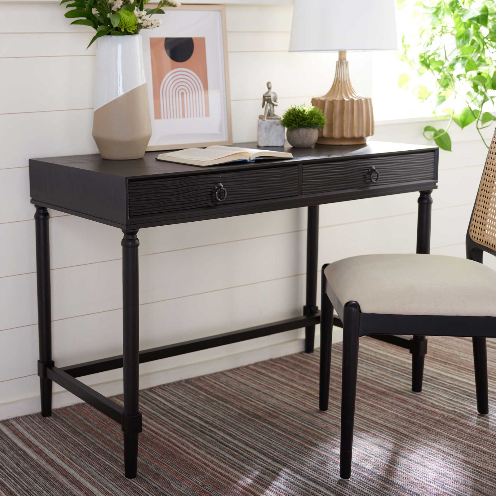 Rhett 2 Drawer Desk Black