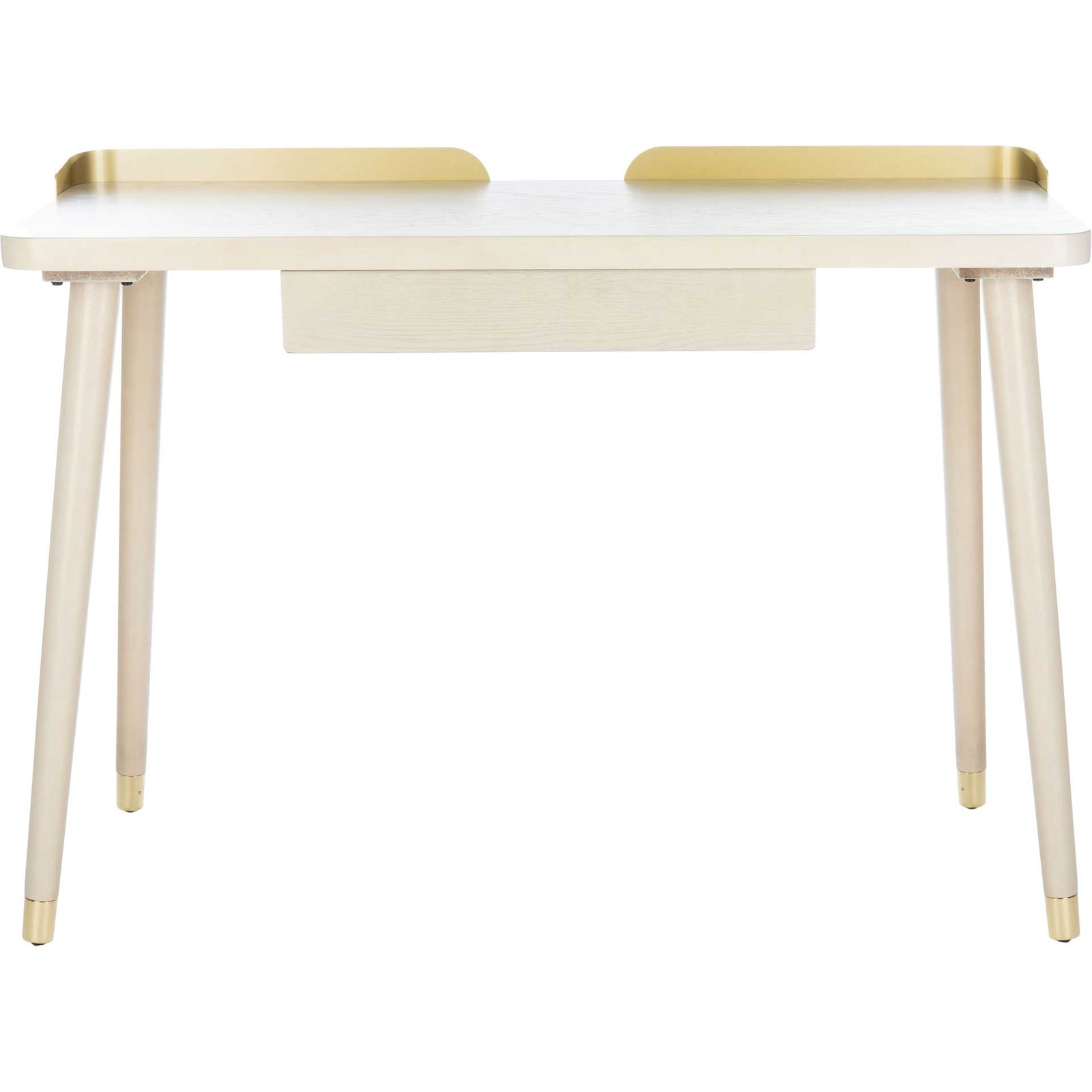 Paula 1 Drawer Desk White Washed/Gold
