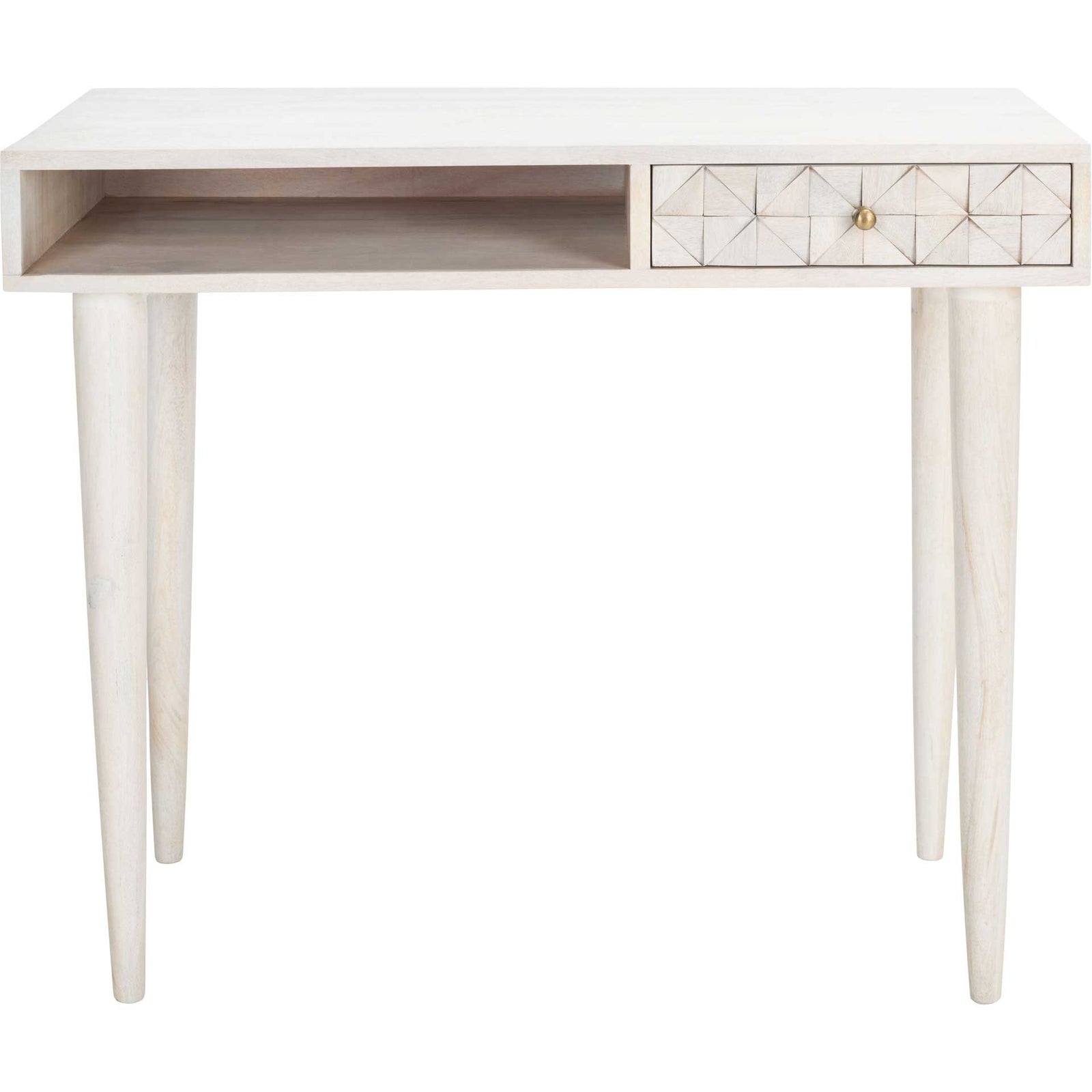 Zion Desk White Wash/Brass