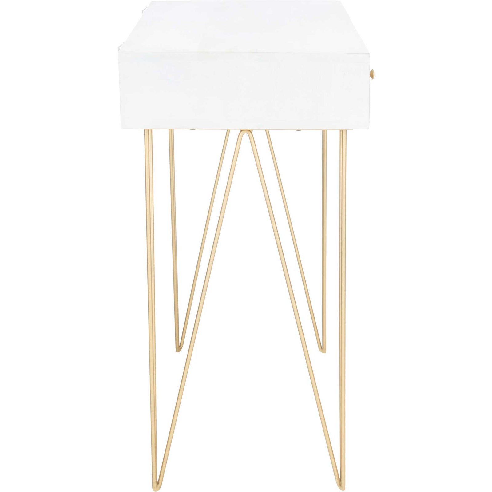 Macey Desk White Wash/Brass