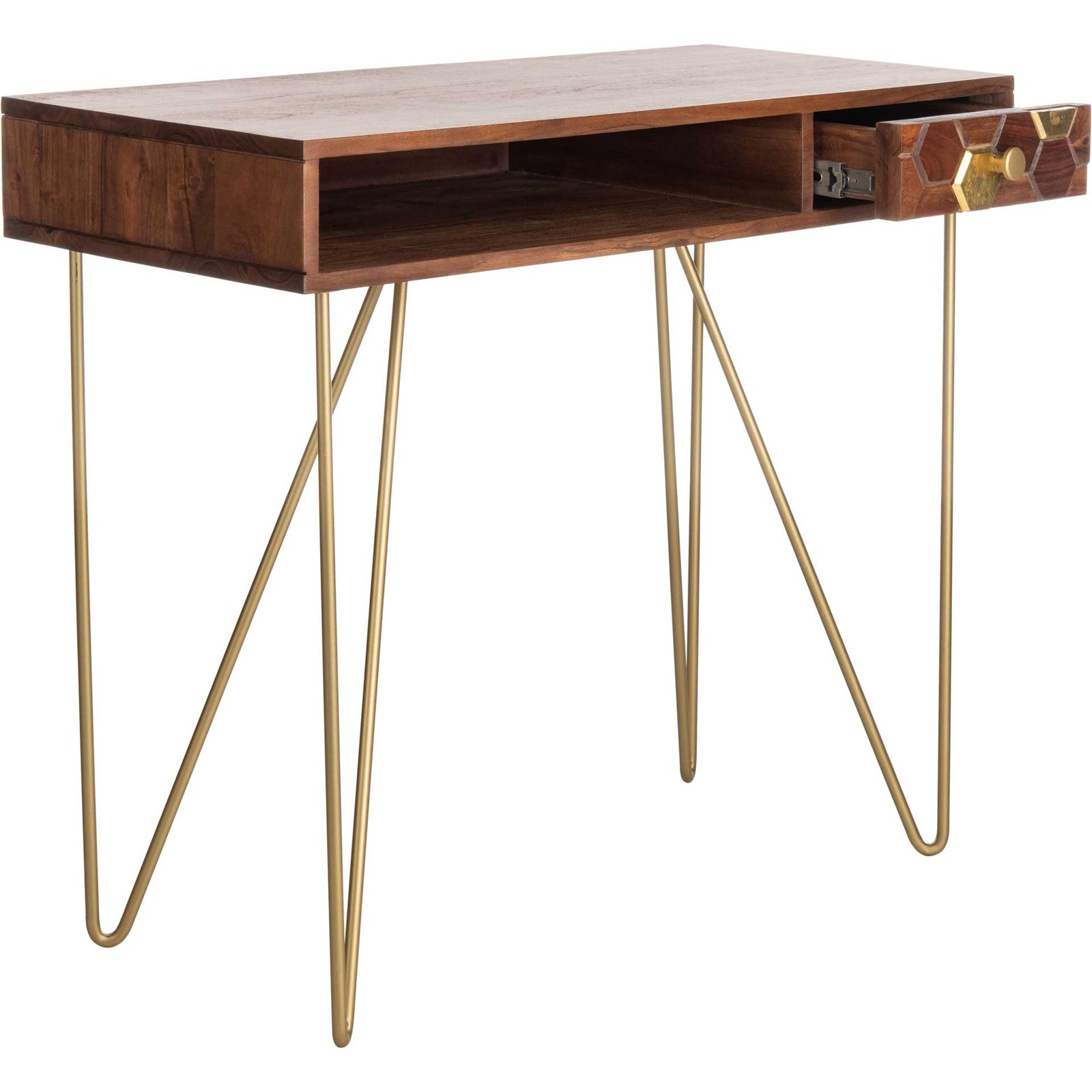 Ray Desk Walnut/Brass