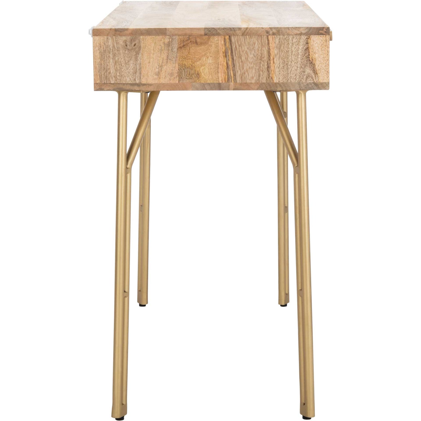 Lian 2 Drawer Desk Natural/Brass