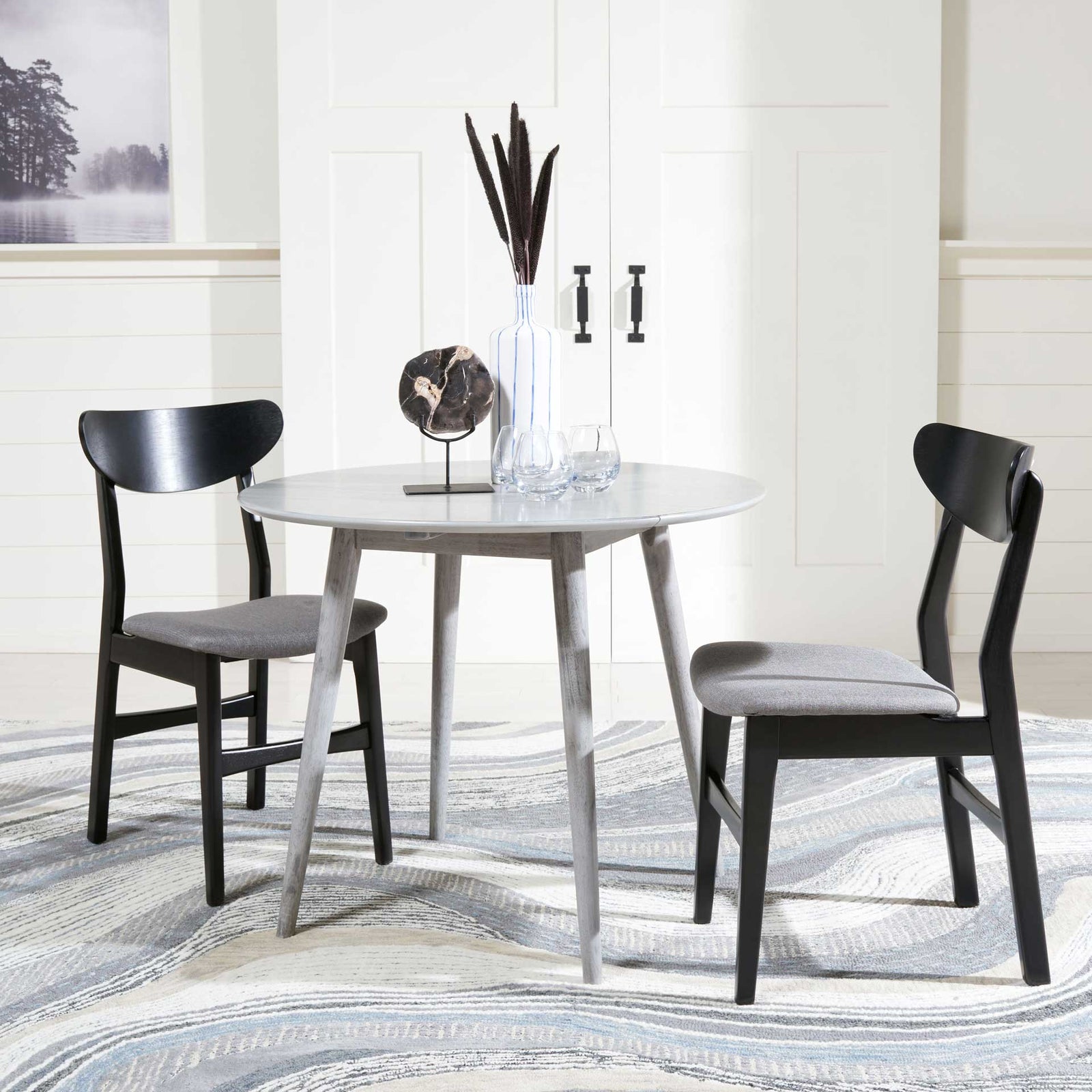 Loni Folding Round Dining Table Dark Gray