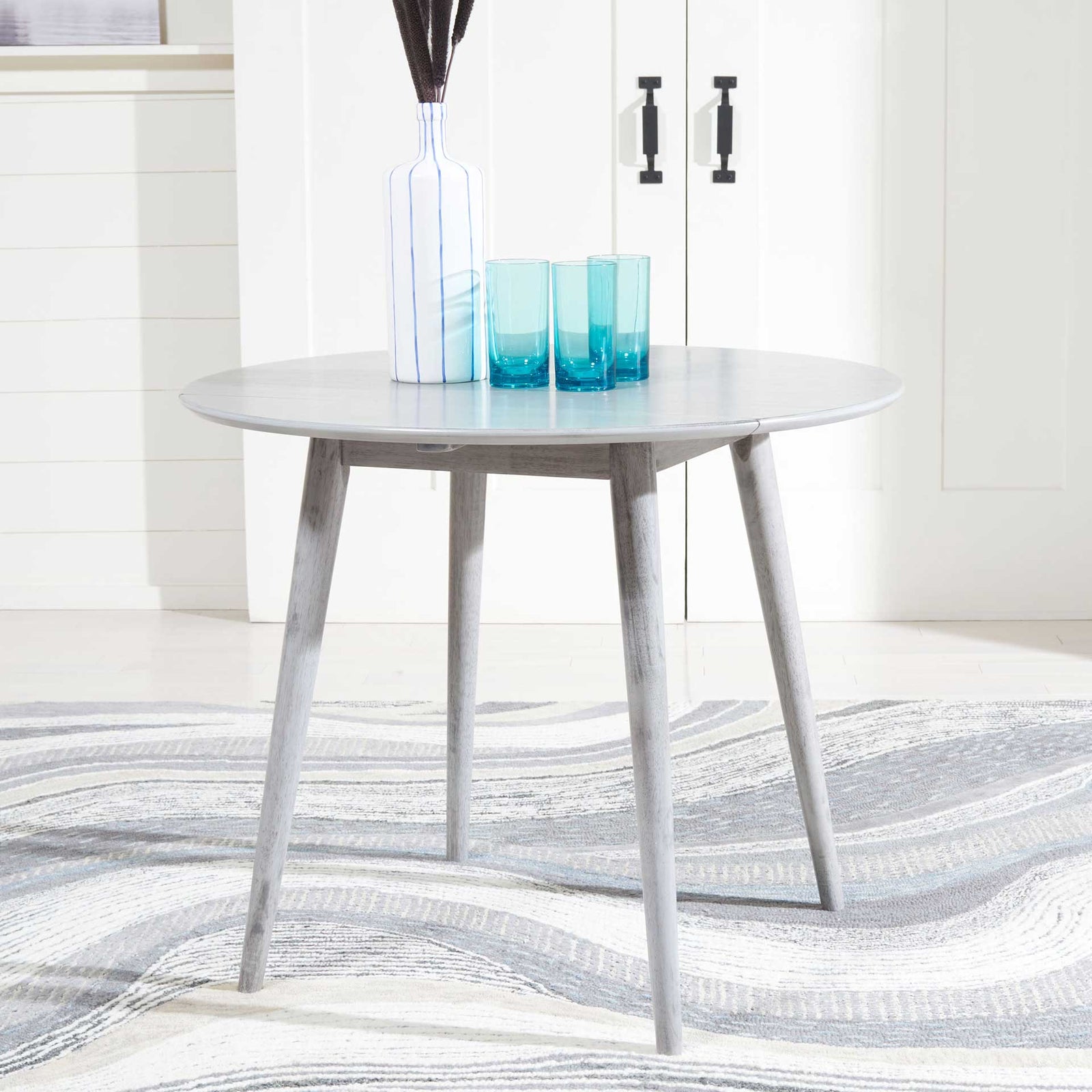 Loni Folding Round Dining Table Dark Gray