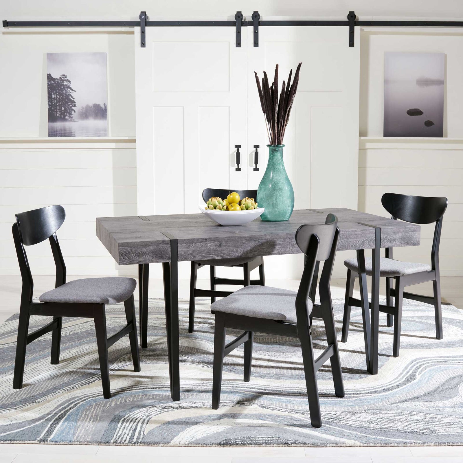 Alan Wood Top Dining Table Black Oak/Black