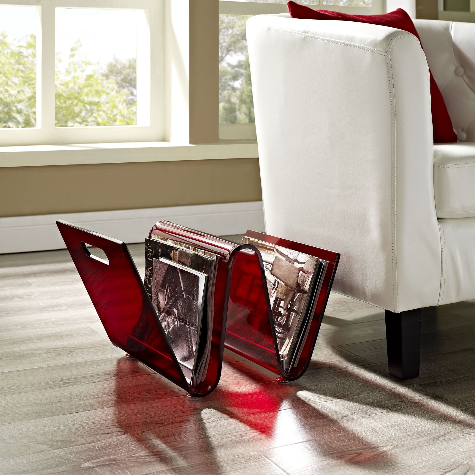 Crescent Magazine Holder Red