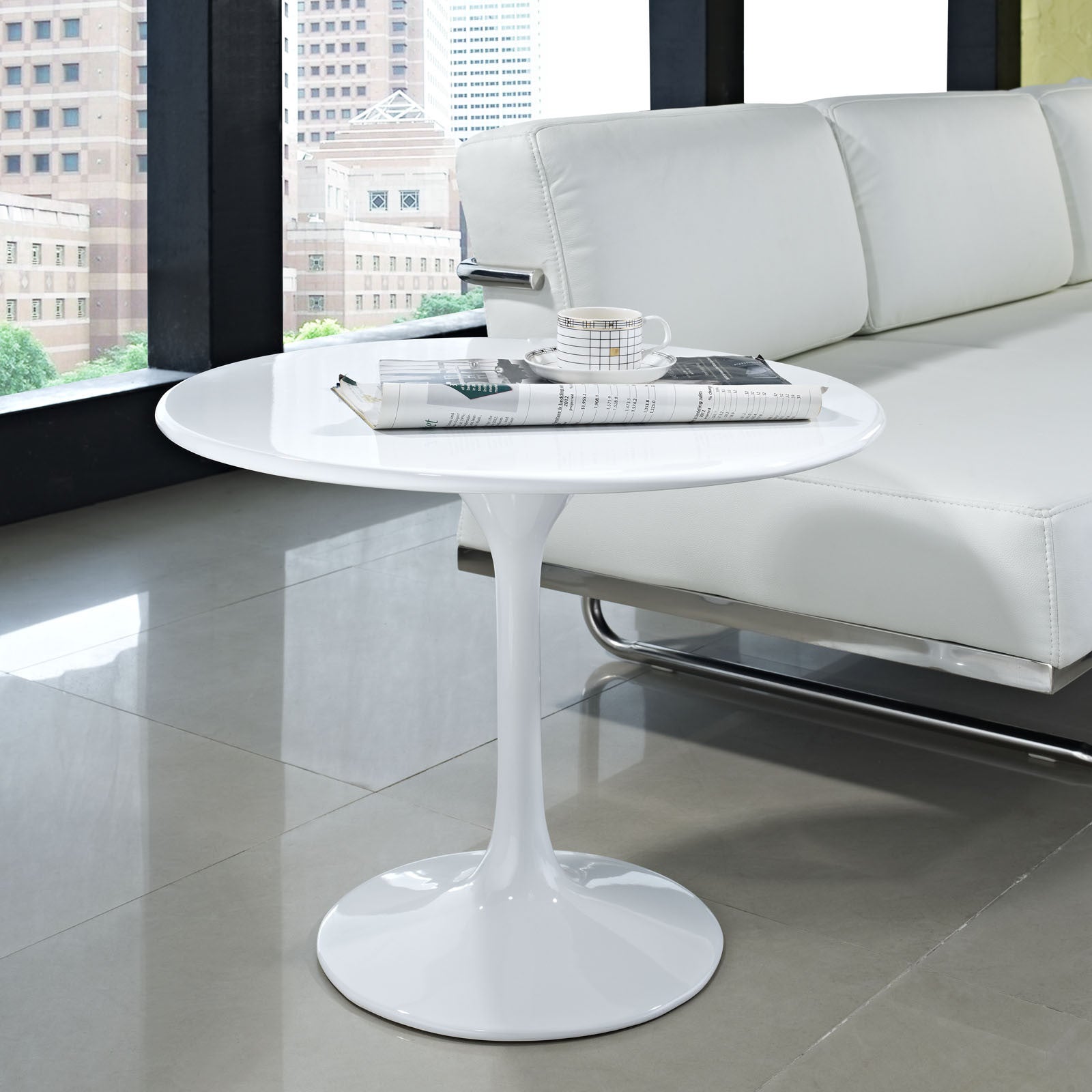 Lore Fiberglass Side Table White