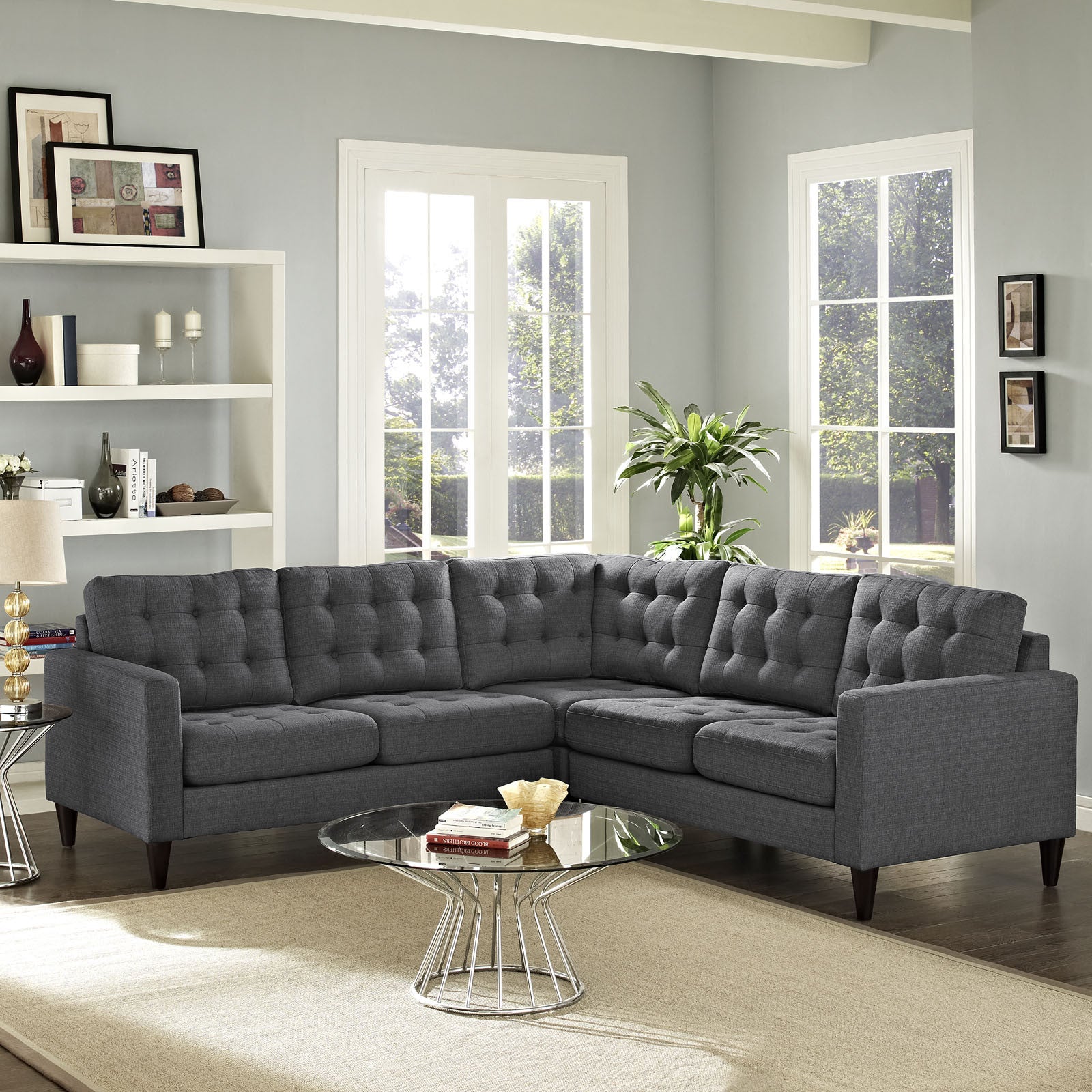 Era Fabric Corner Sectional Sofa Gray
