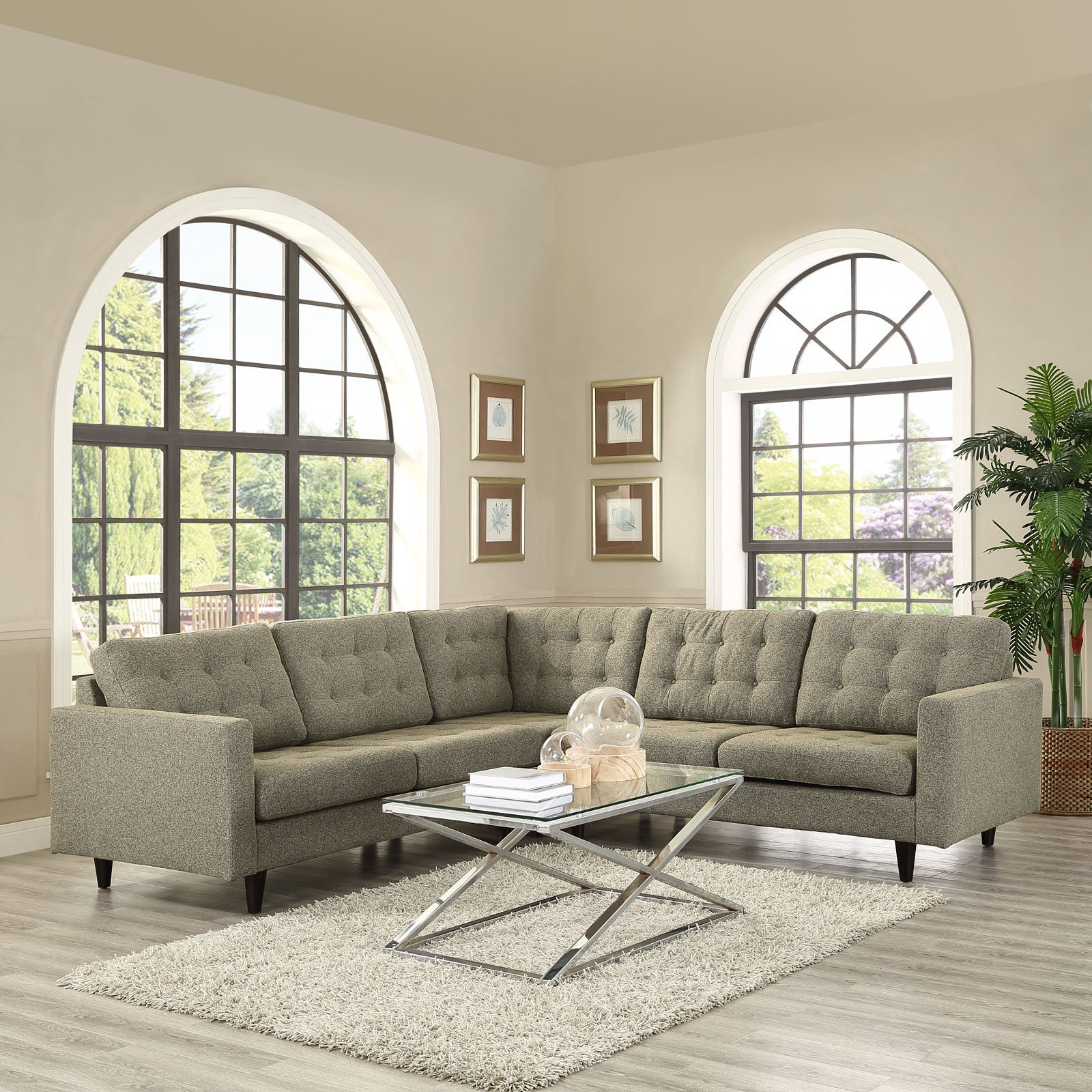 Era Fabric Corner Sectional Sofa Granite