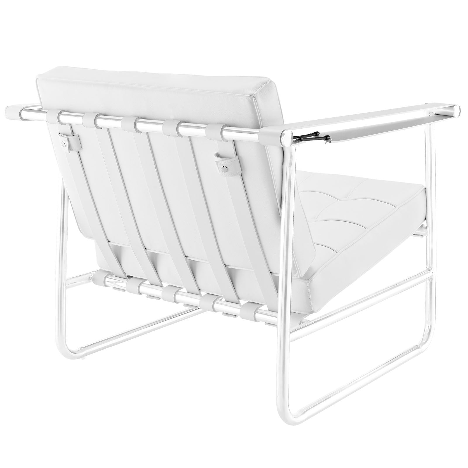 Pero Stainless Steel Lounge Chair White