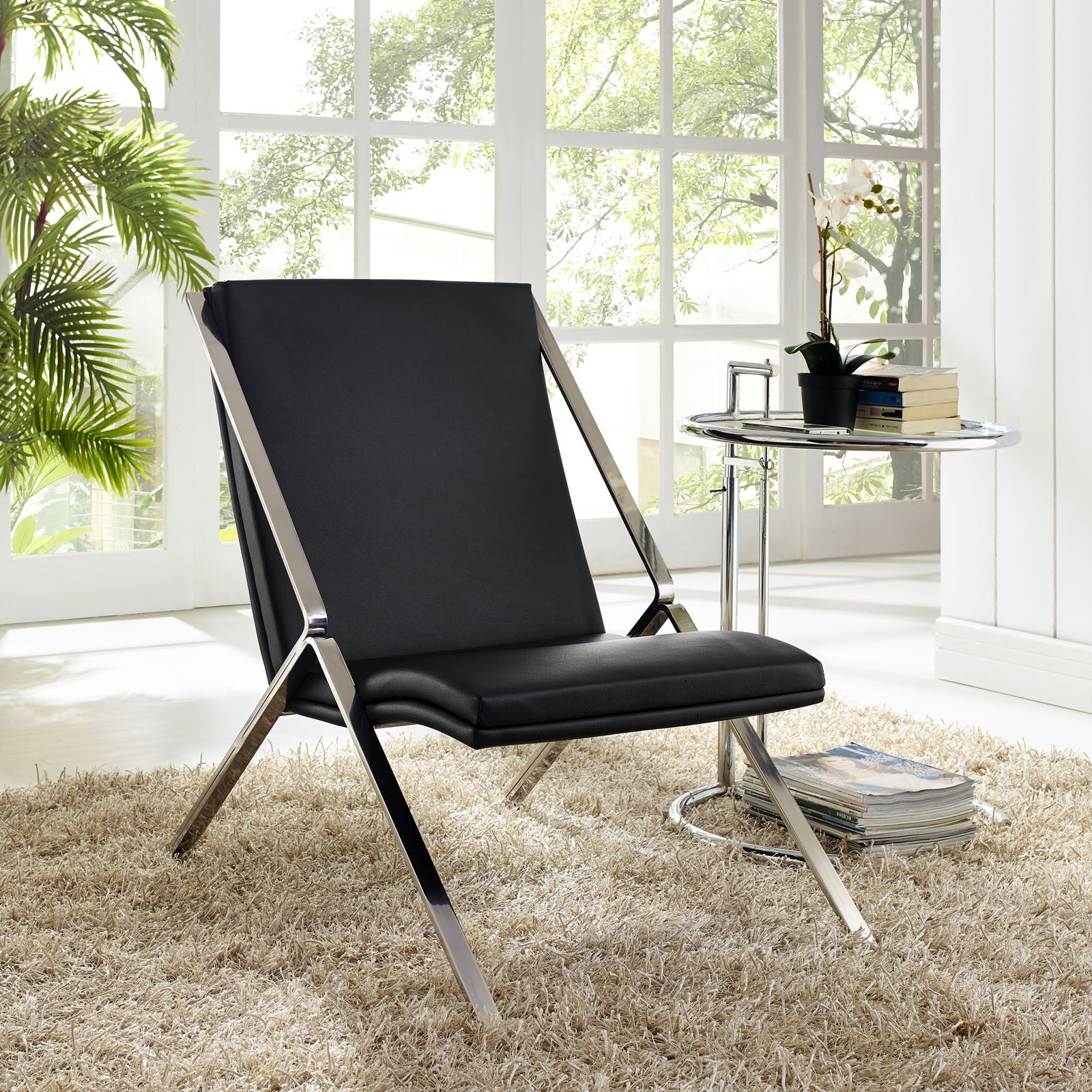 Swain Vinyl Lounge Chair Black
