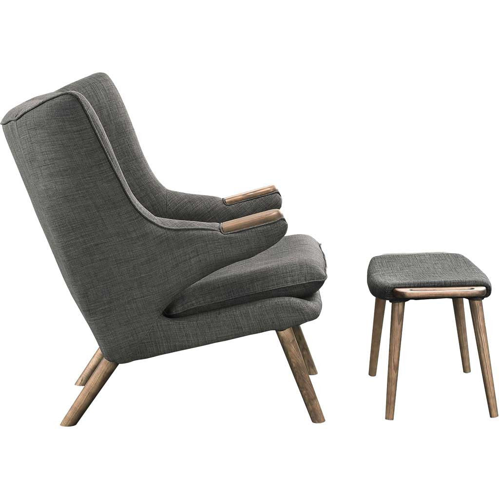 Berlin Lounge Chair and Ottoman Gray