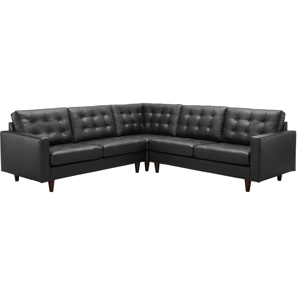 Era Leather Corner Sectional Sofa Black