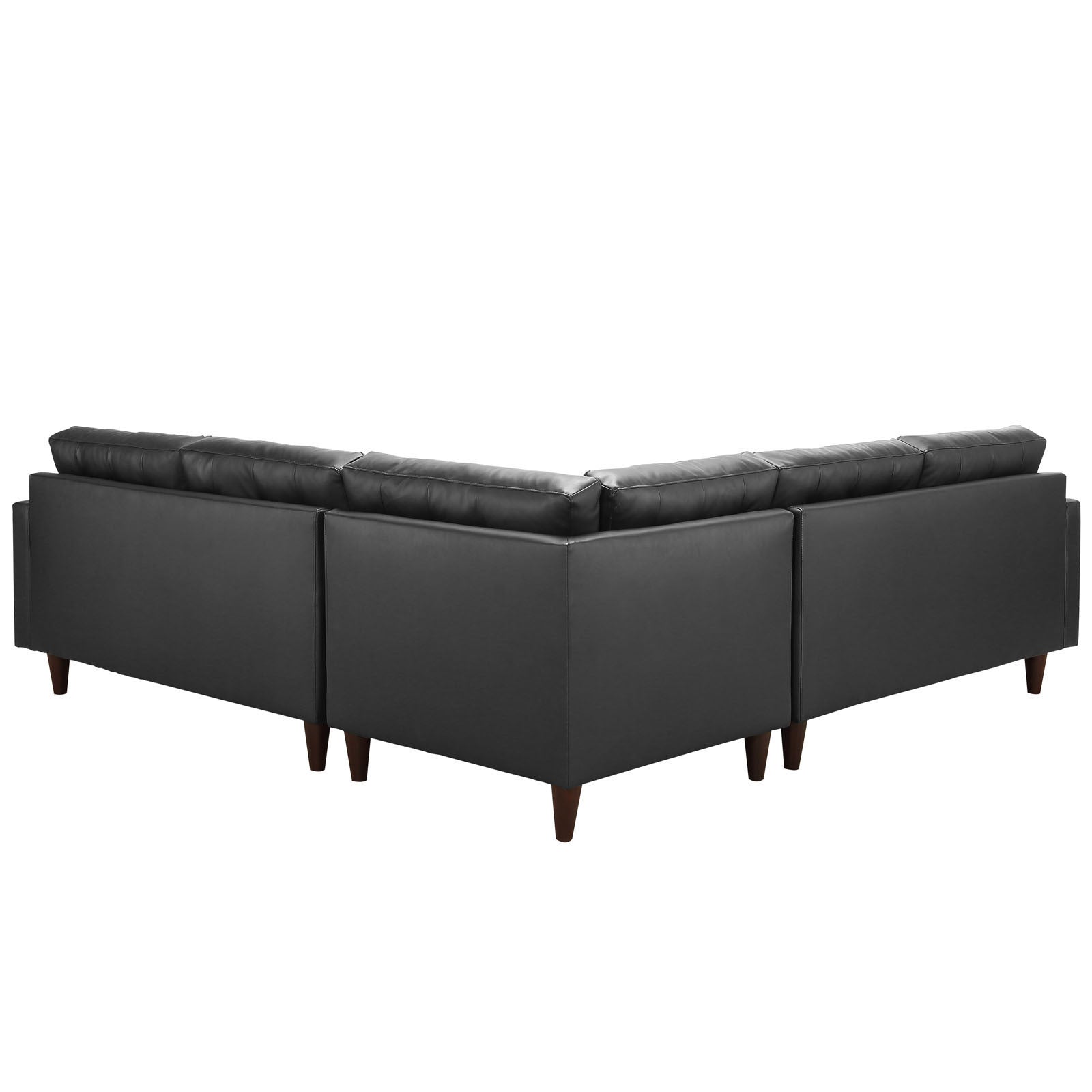 Era Leather Corner Sectional Sofa Black