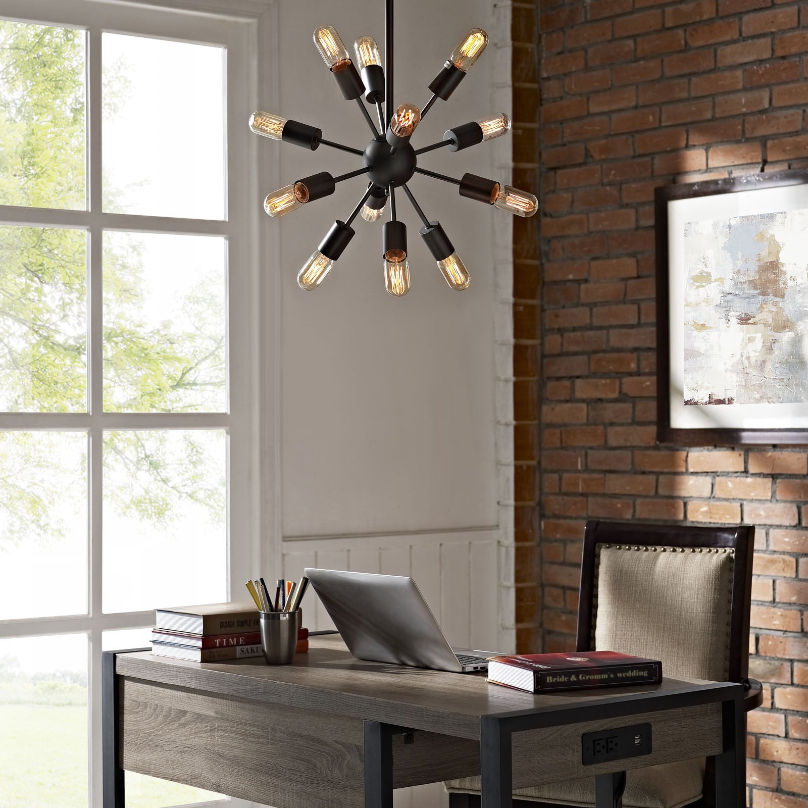 Space Metal Chandelier Black