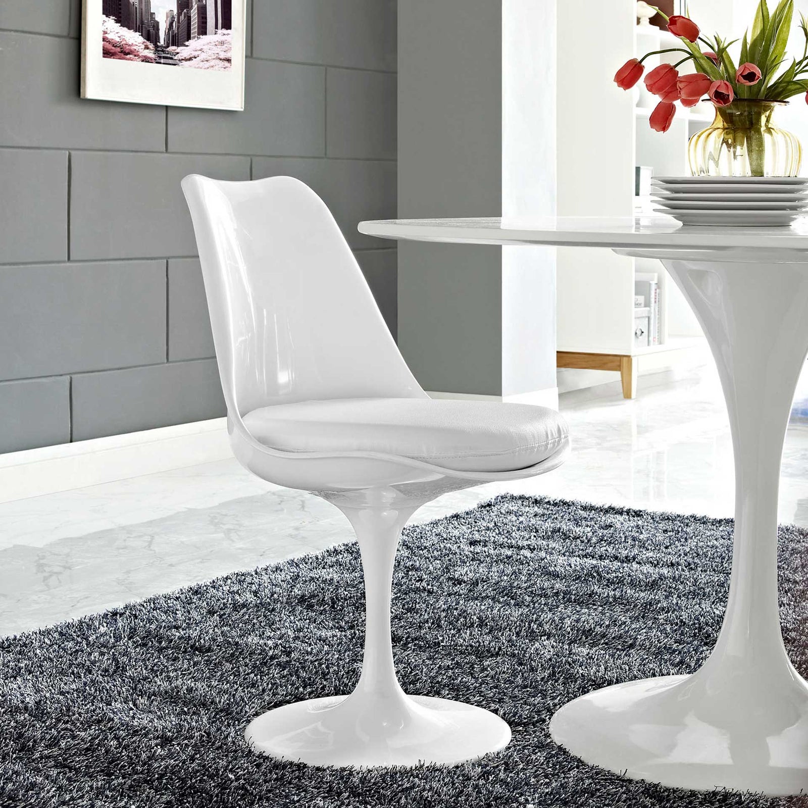Lore Dining Vinyl Side Chair White