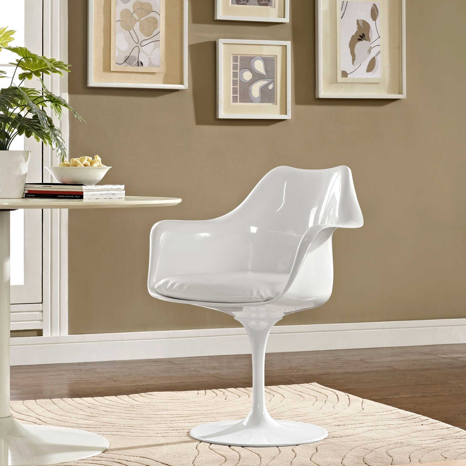 Lore Dining Vinyl Armchair White