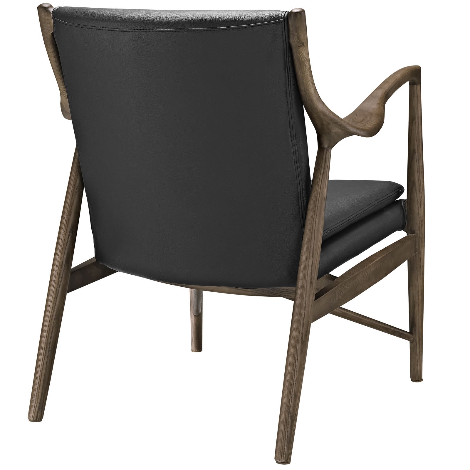 Minerva Leather Lounge Chair Walnut Black