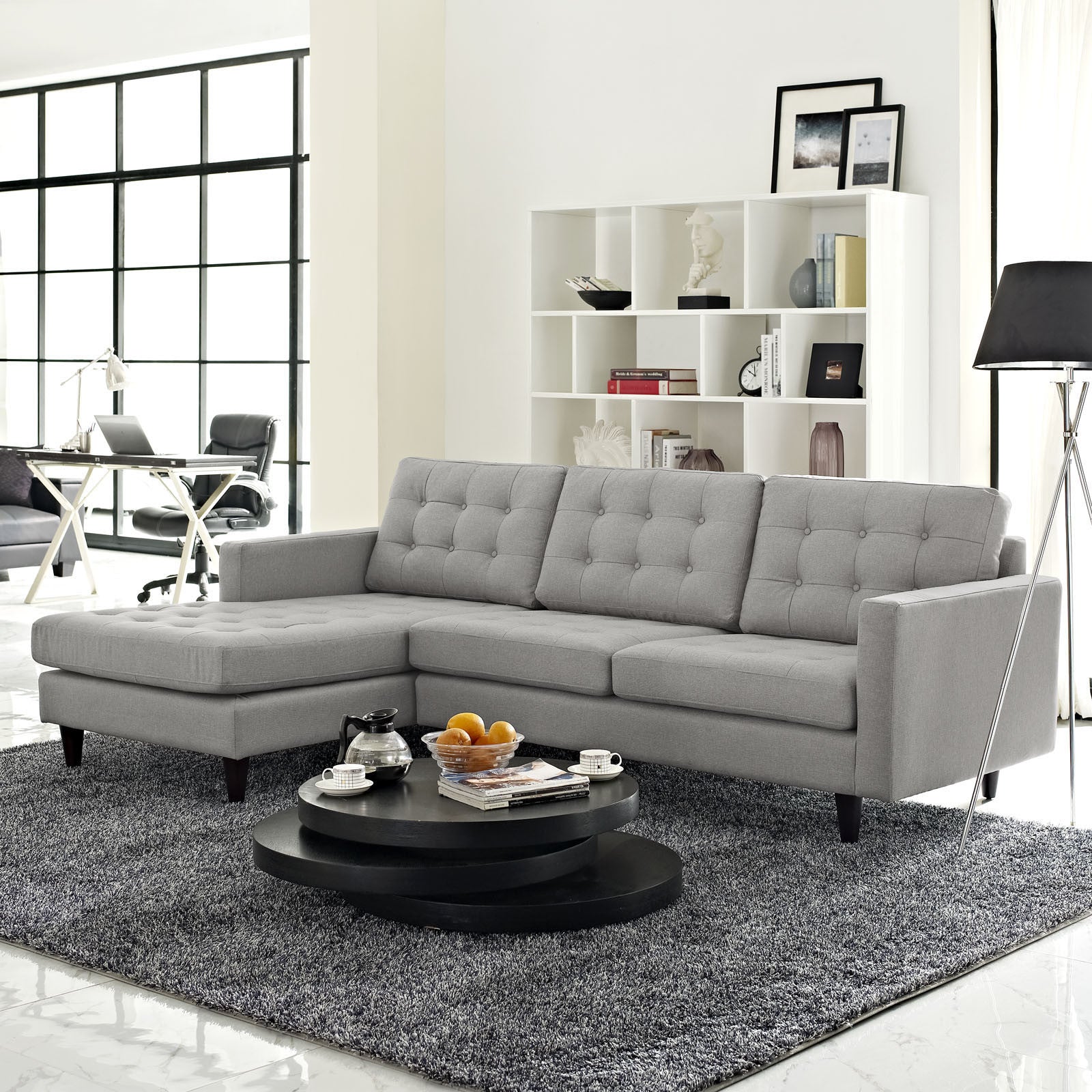 Era Upholstered Sectional Sofa Light Gray