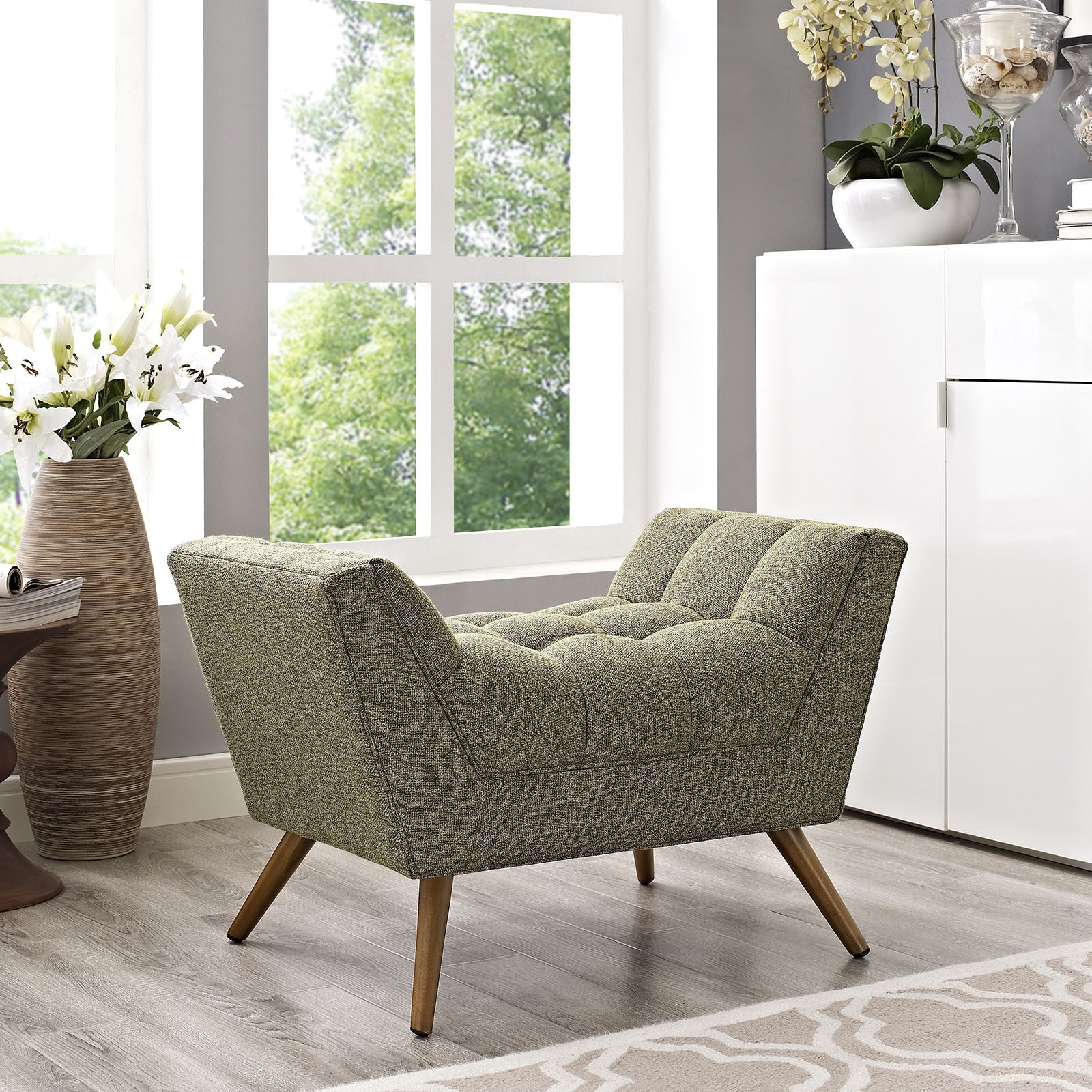 Reborn Fabric Short Ottoman Oatmeal