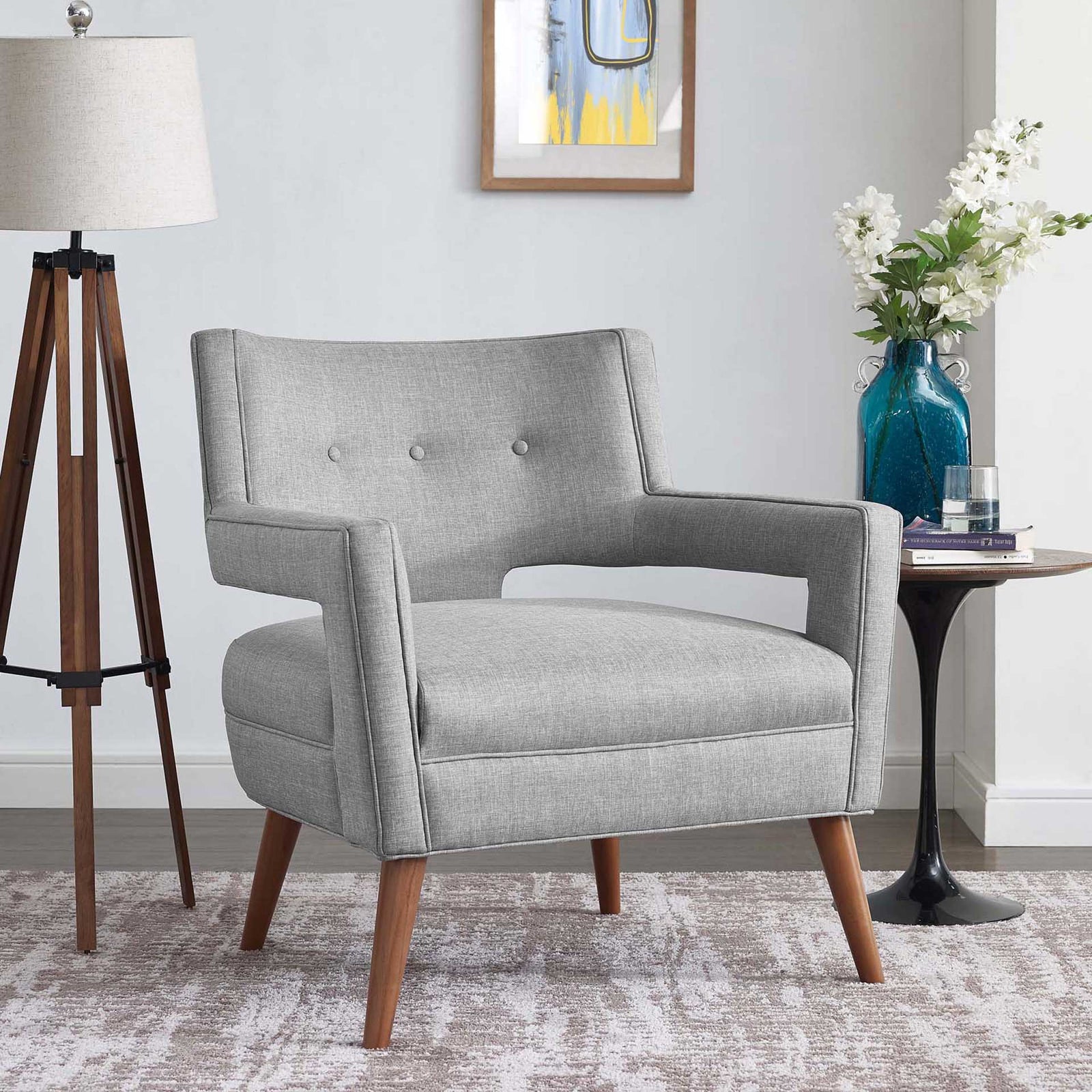 Stanley Upholstered Fabric Armchair Light Gray