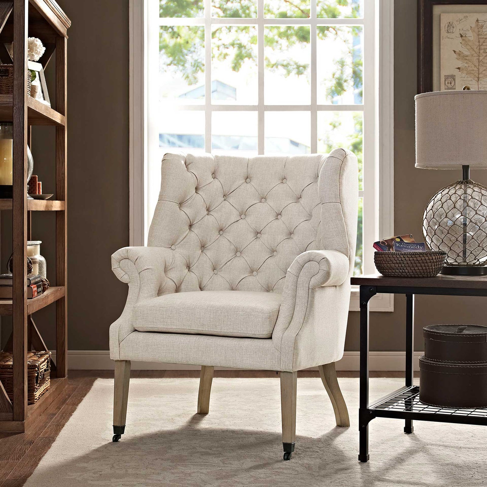 Camron Upholstered Fabric Lounge Chair Sand