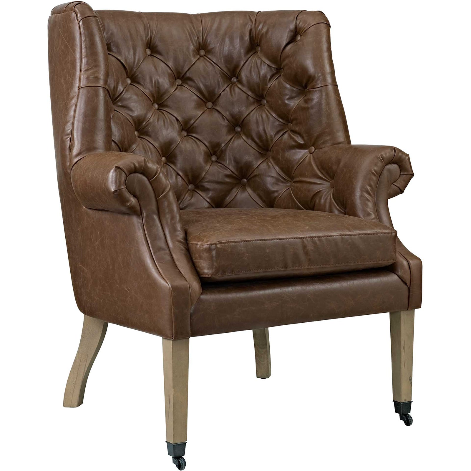 Camron Upholstered Vinyl Lounge Chair Brown