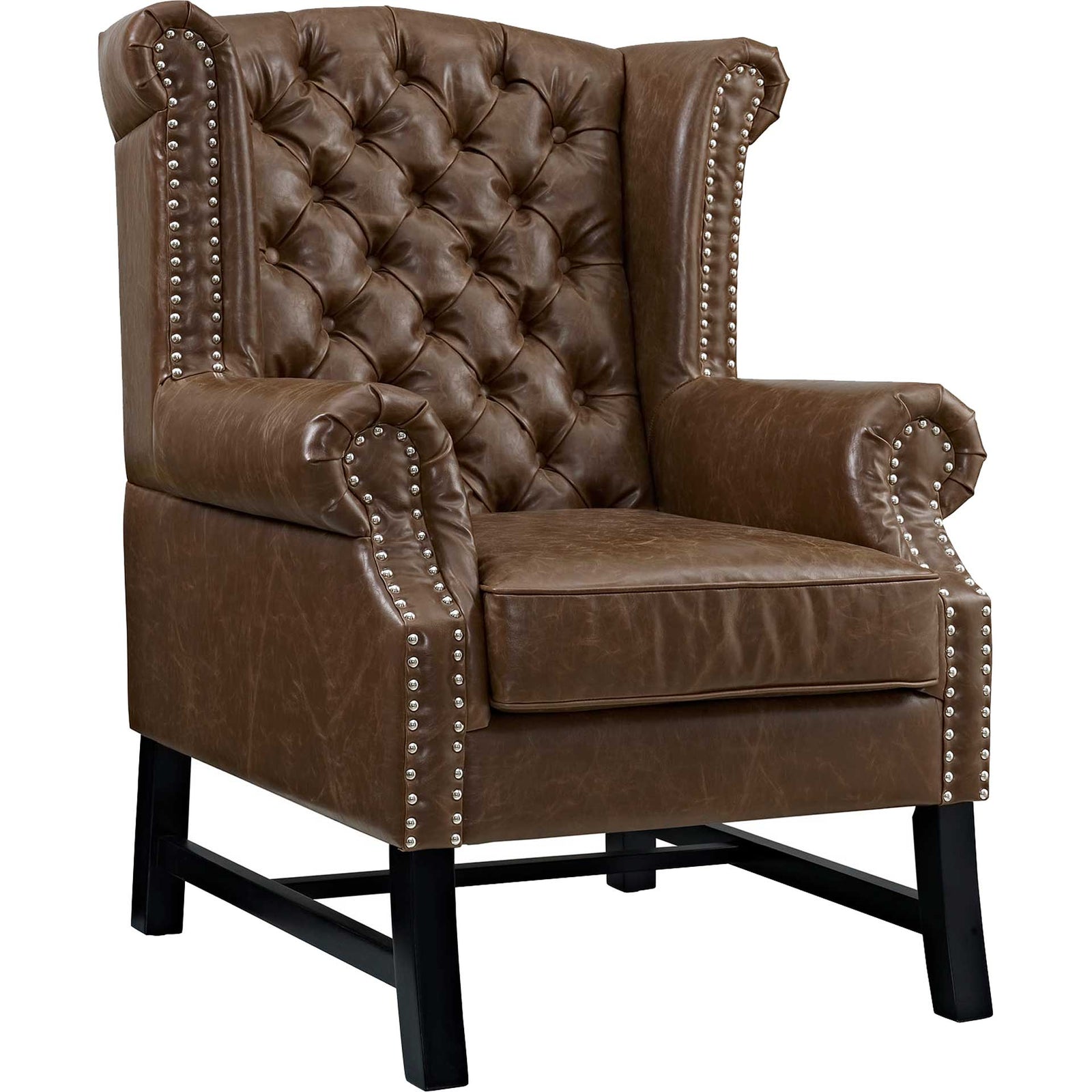 Starburst Upholstered Vinyl Armchair Brown