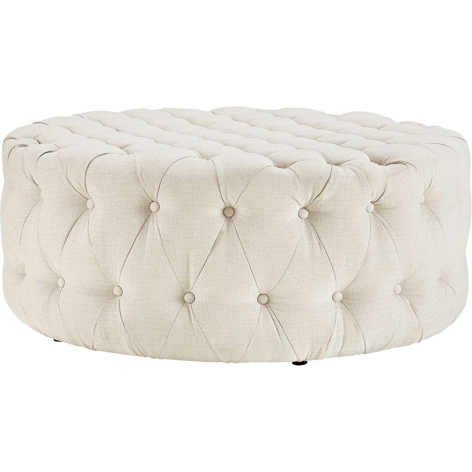 Alain Upholstered Fabric Ottoman Beige