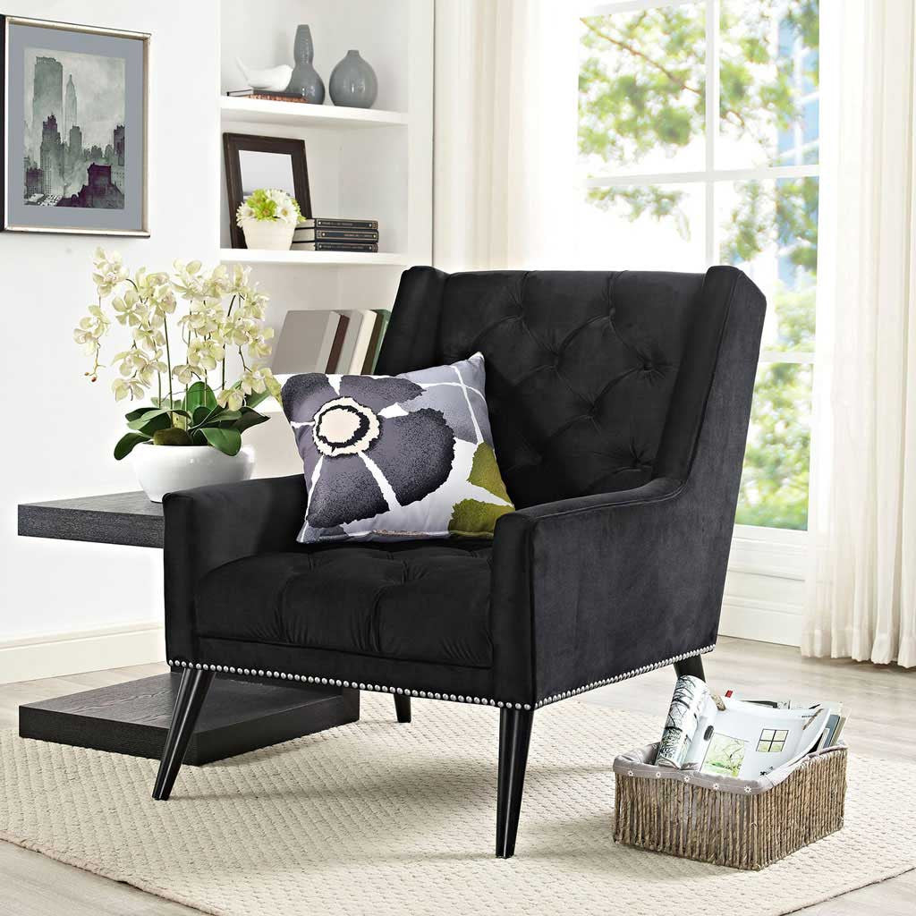 Pericles Velvet Armchair Black