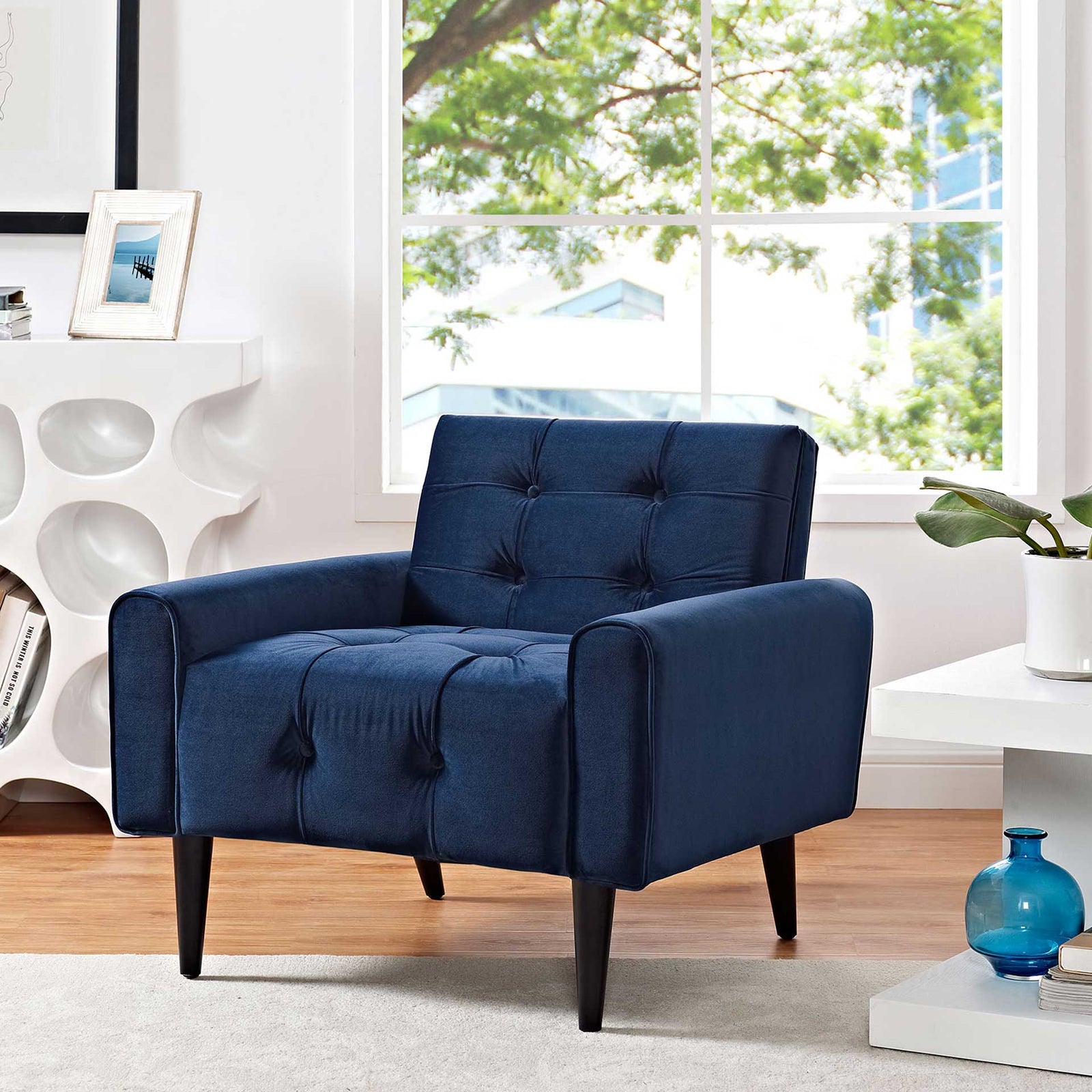 Davis Velvet Armchair Navy