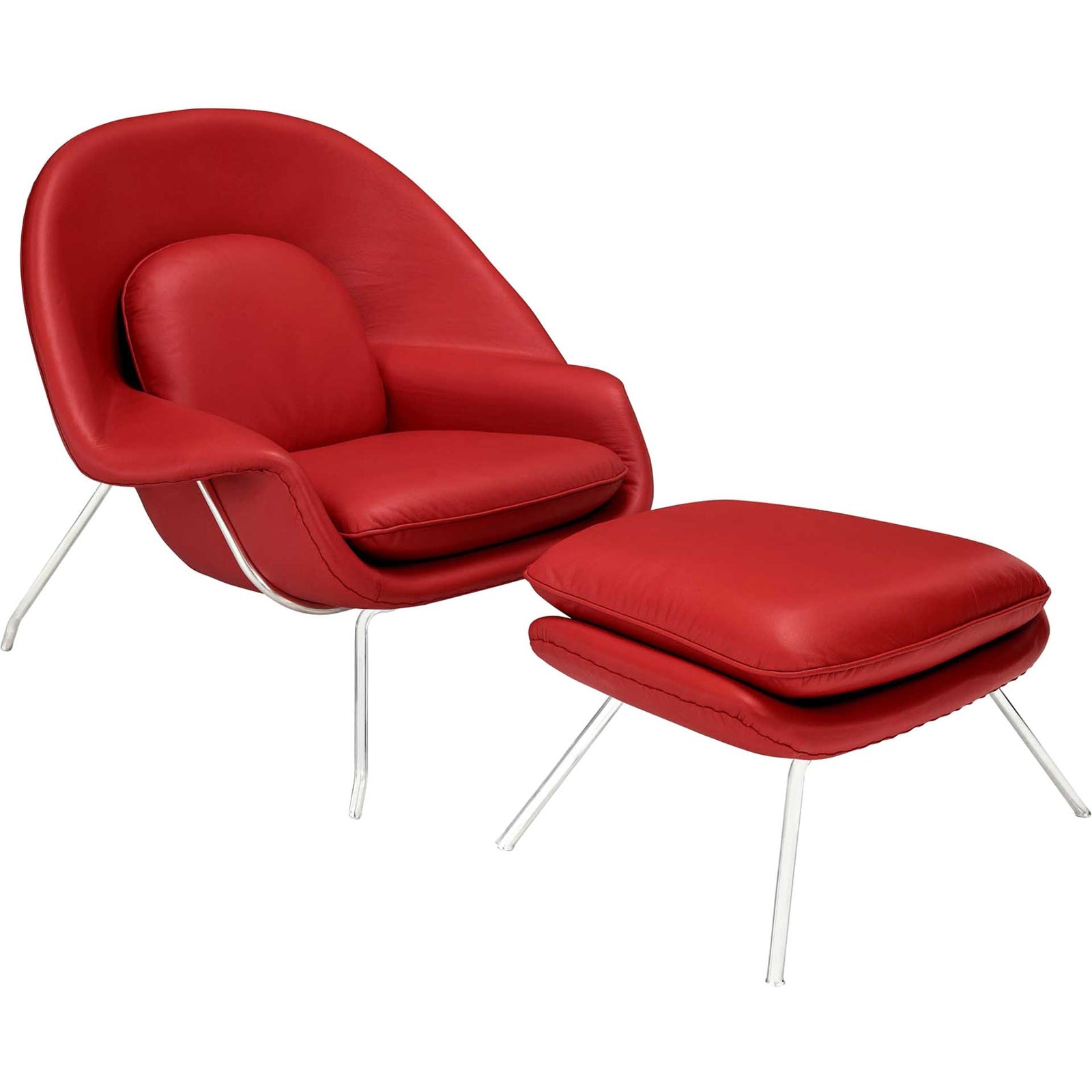 Wander Leather Lounge Chair Red