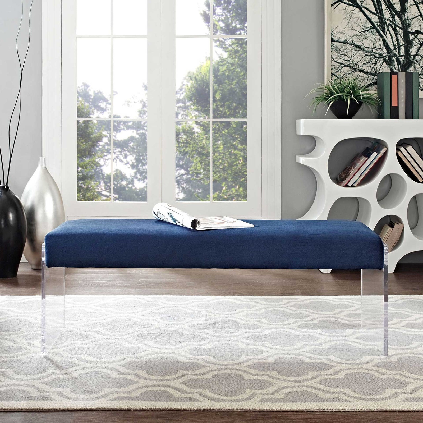 Rome Velvet Bench Navy