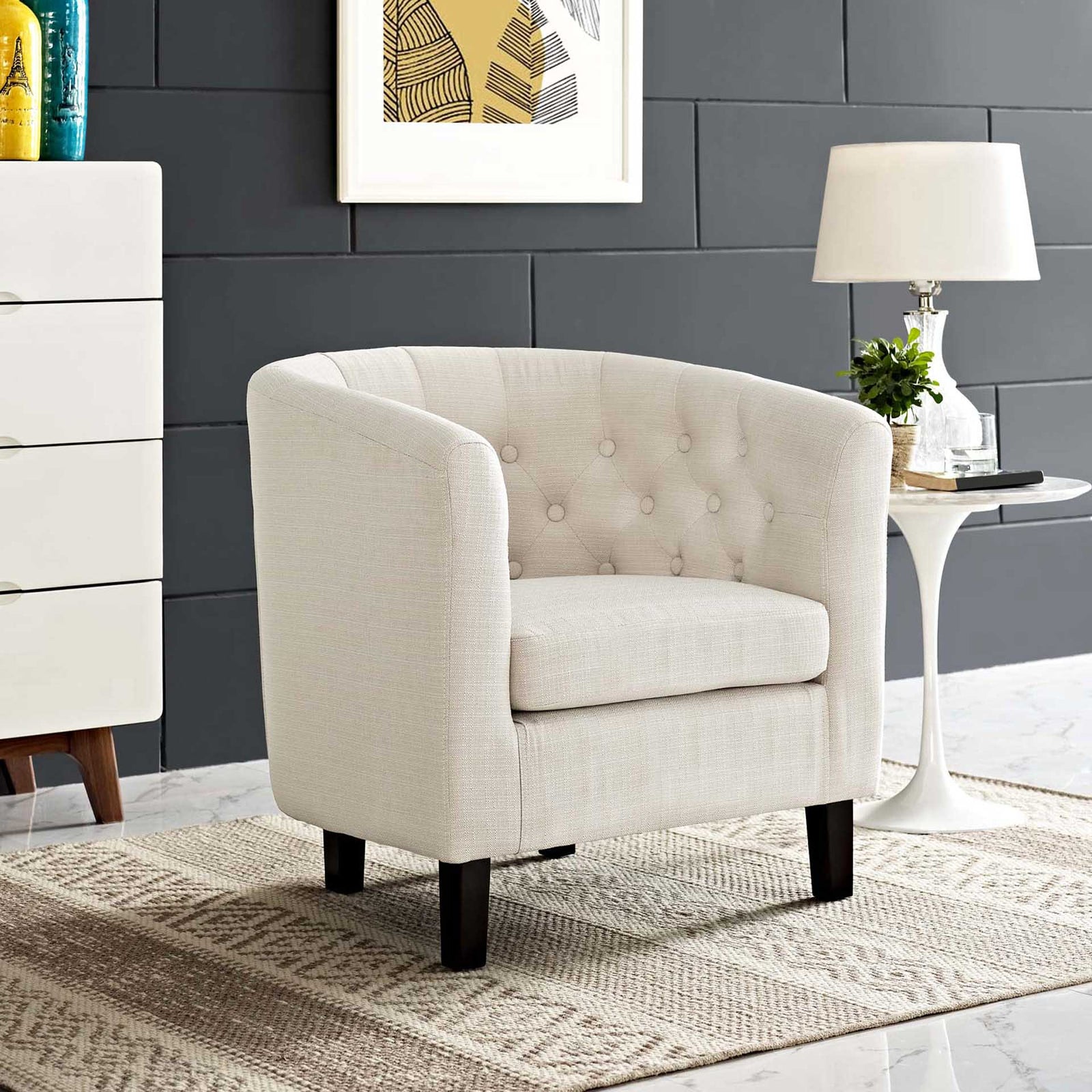 Paloma Upholstered Fabric Armchair Beige