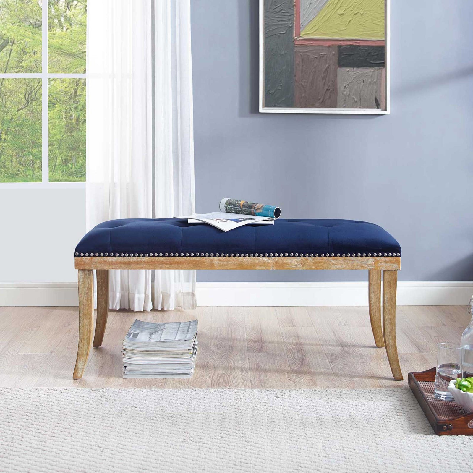 Esmeralda Velvet Bench Navy