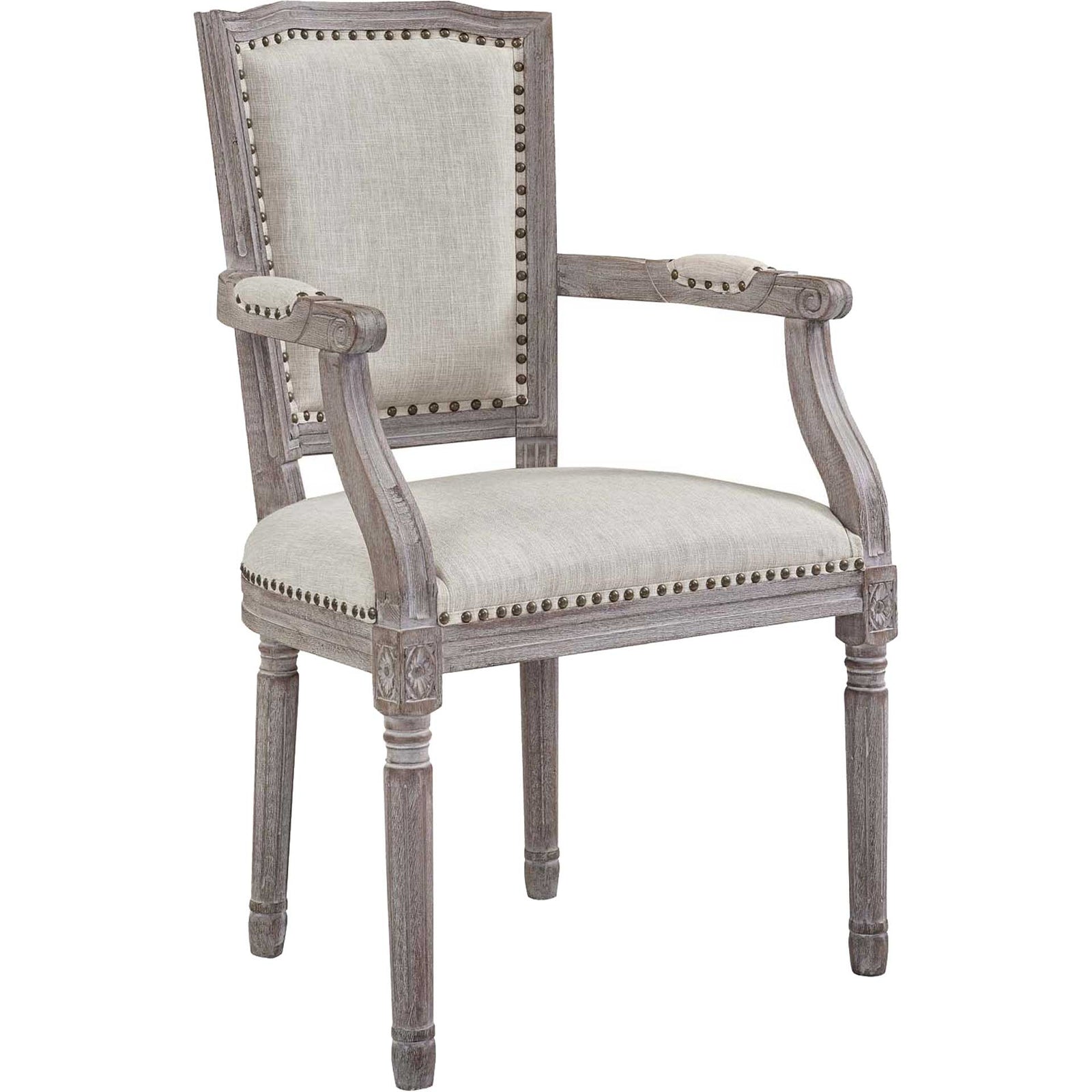 Poppy Upholstered Fabric Dining Armchair Beige