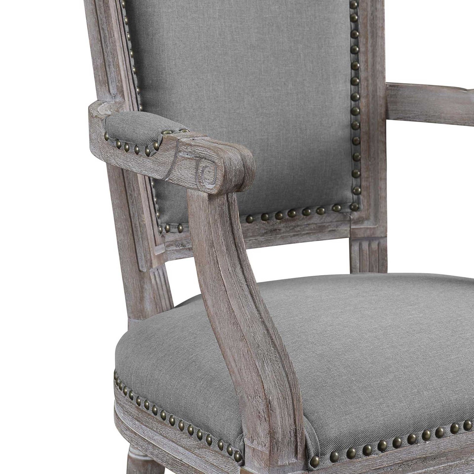 Poppy Upholstered Fabric Dining Armchair Light Gray