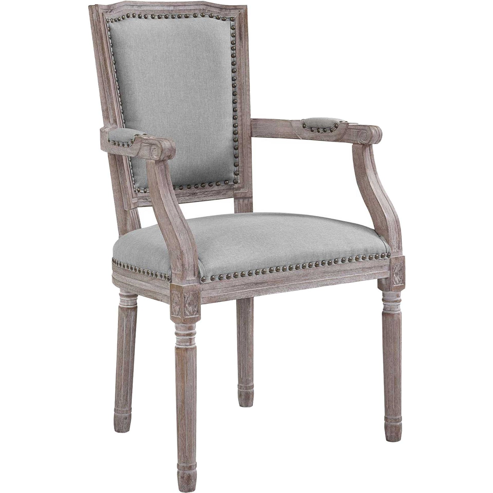 Poppy Upholstered Fabric Dining Armchair Light Gray