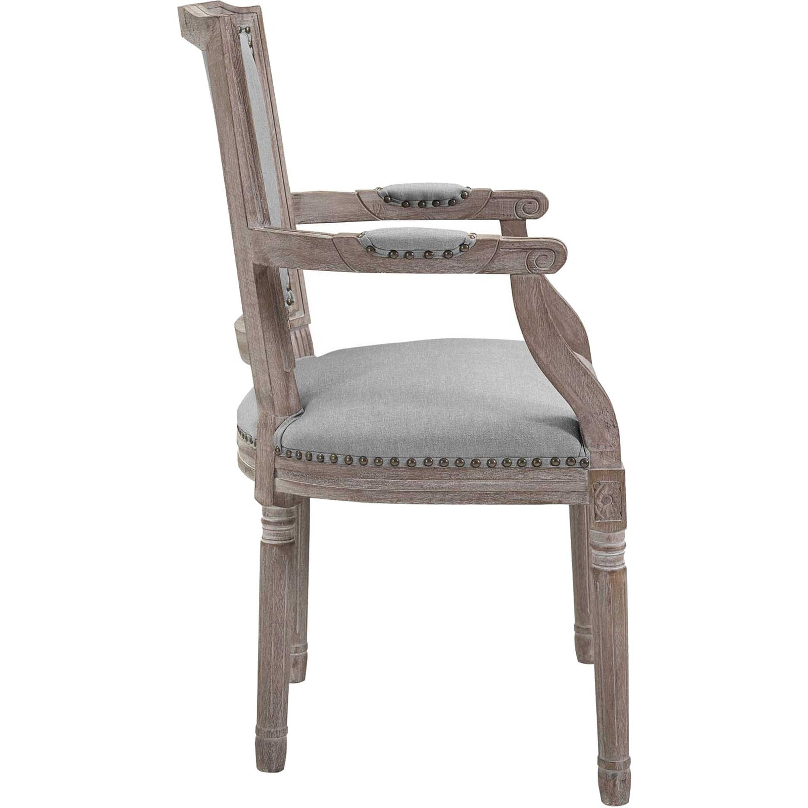 Poppy Upholstered Fabric Dining Armchair Light Gray