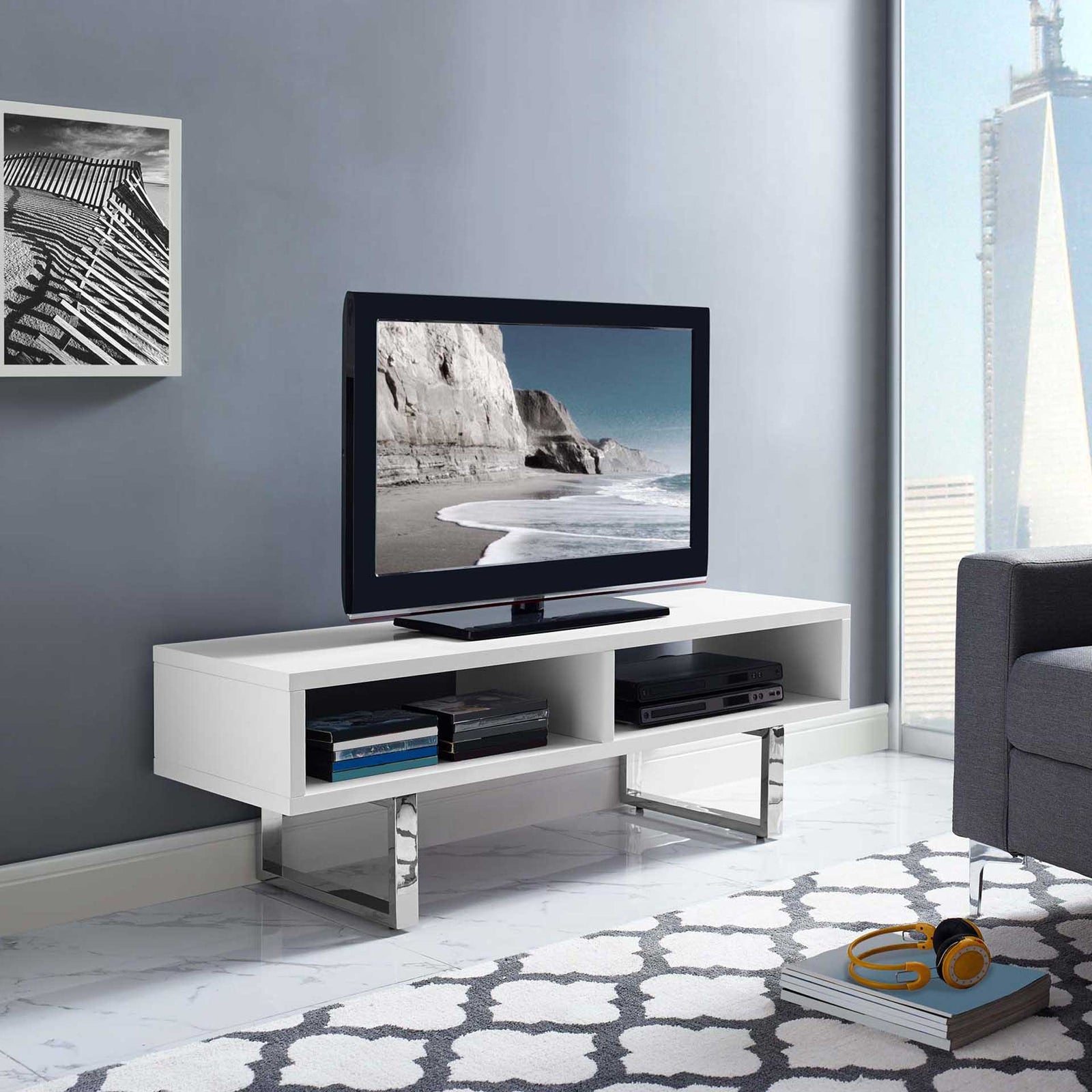 Arise Low Profile TV Stand White