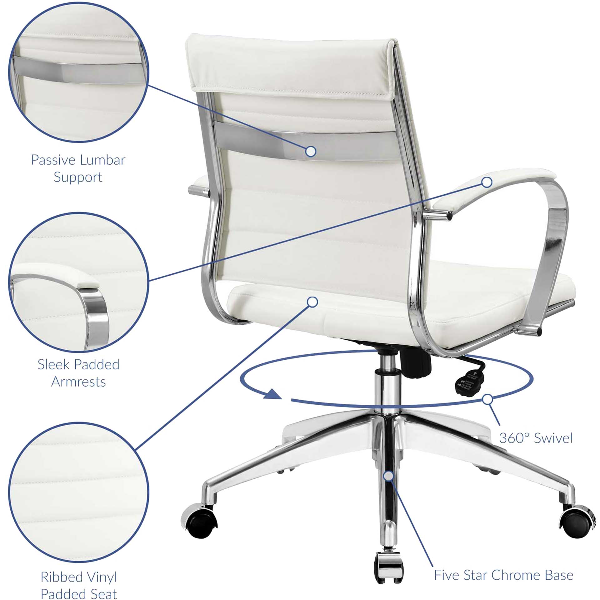 Jaxon Mid Back Office Chair White