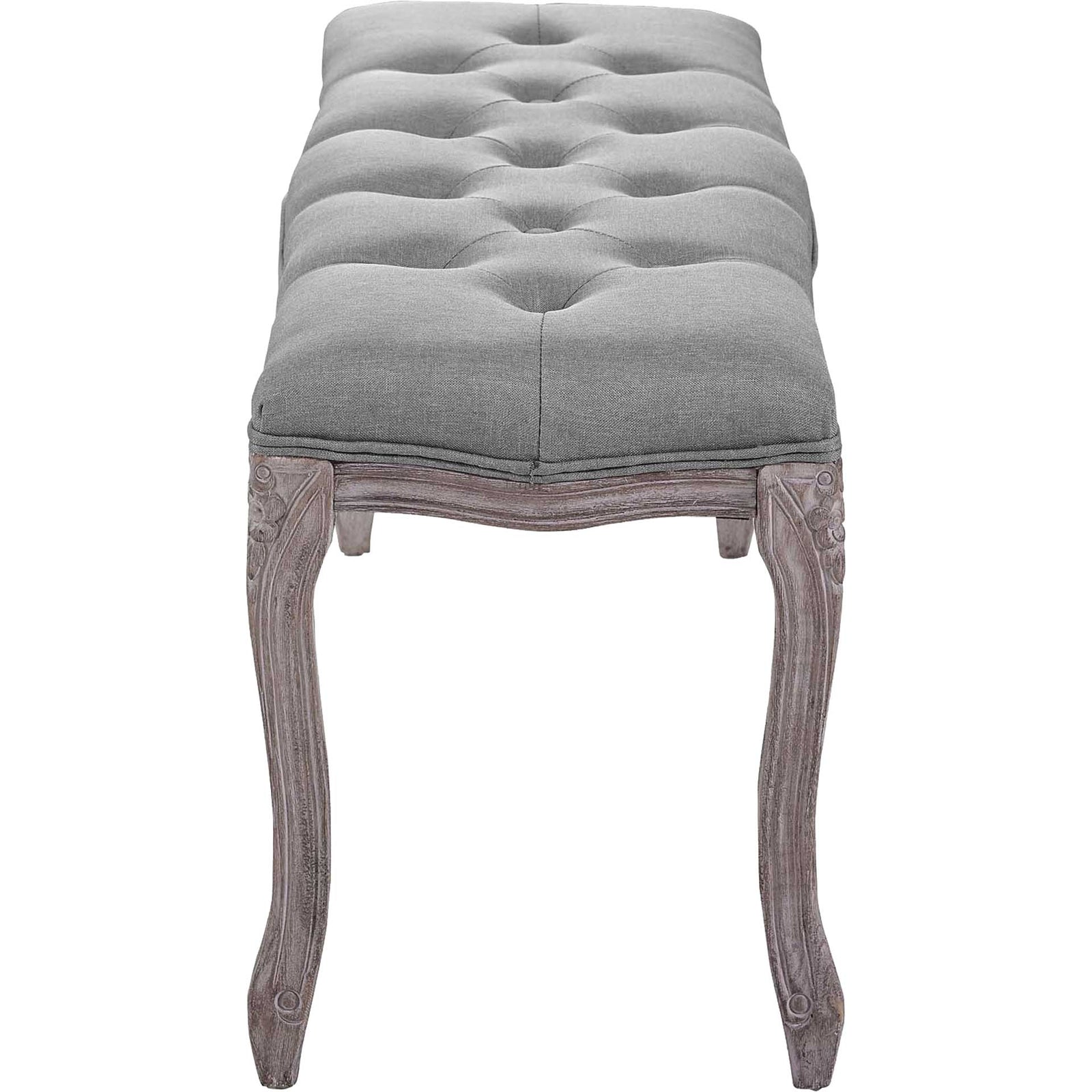 Ridge Upholstered Fabric Bench Light Gray