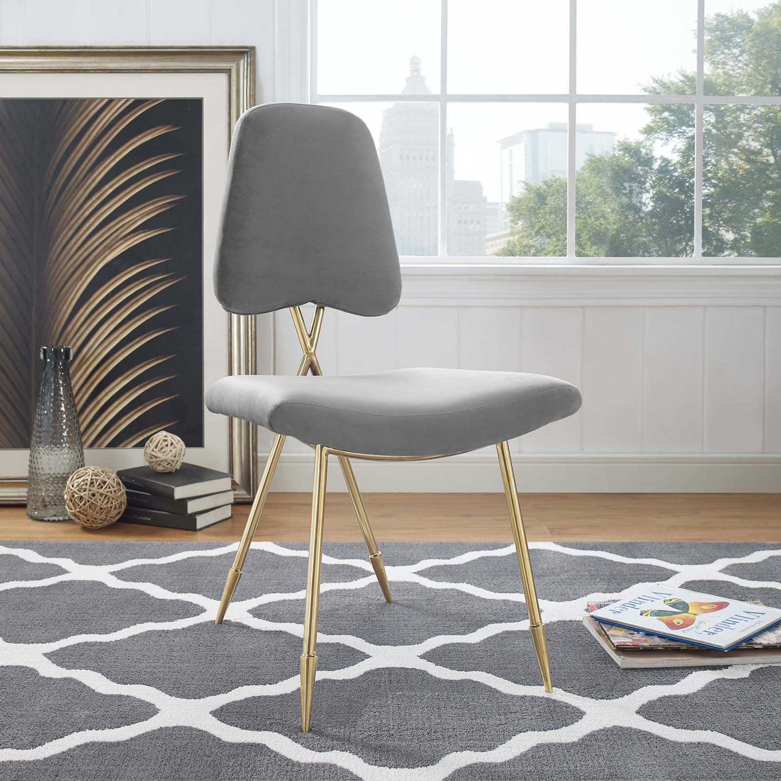 Palmer Upholstered Velvet Side Chair Gray