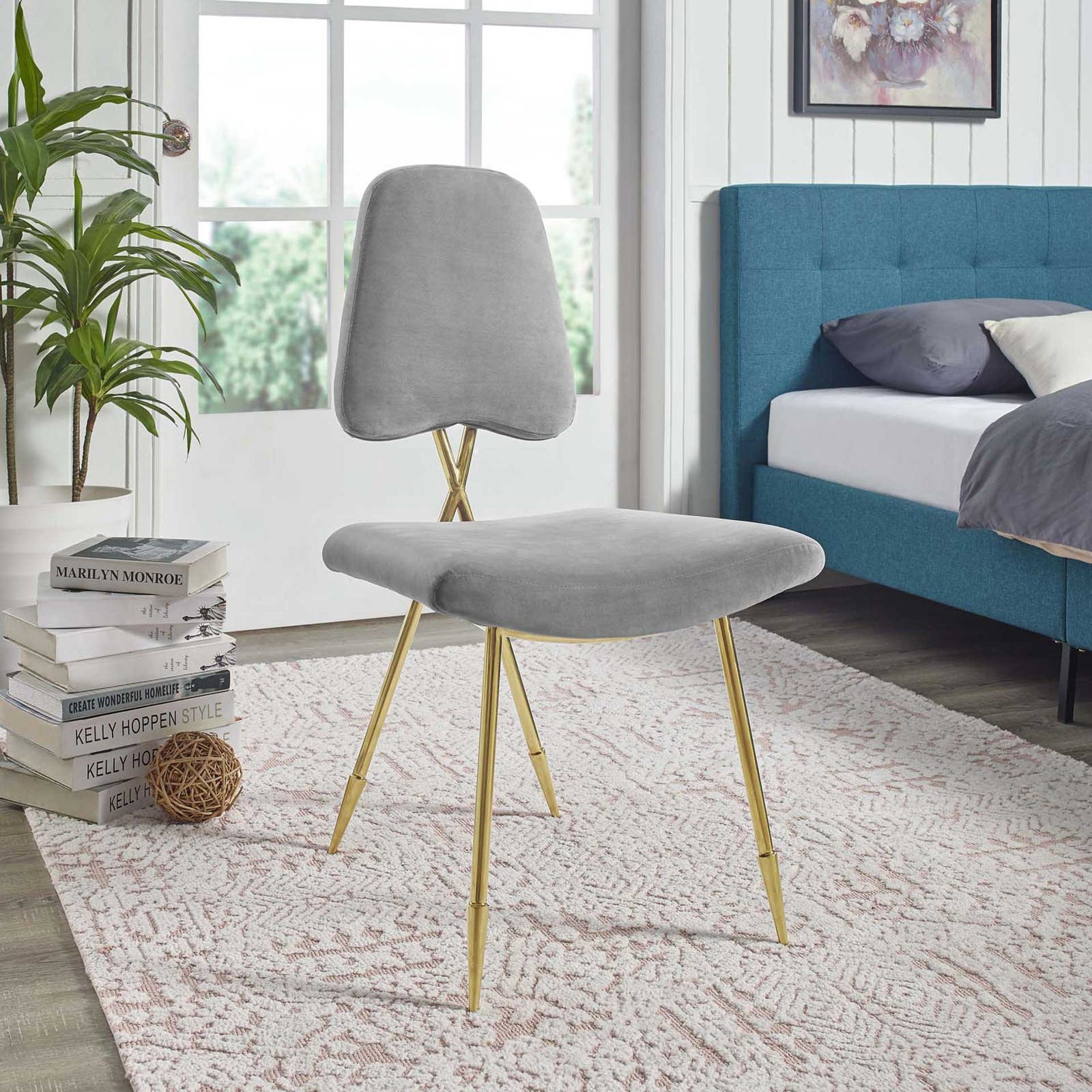 Palmer Upholstered Velvet Side Chair Gray