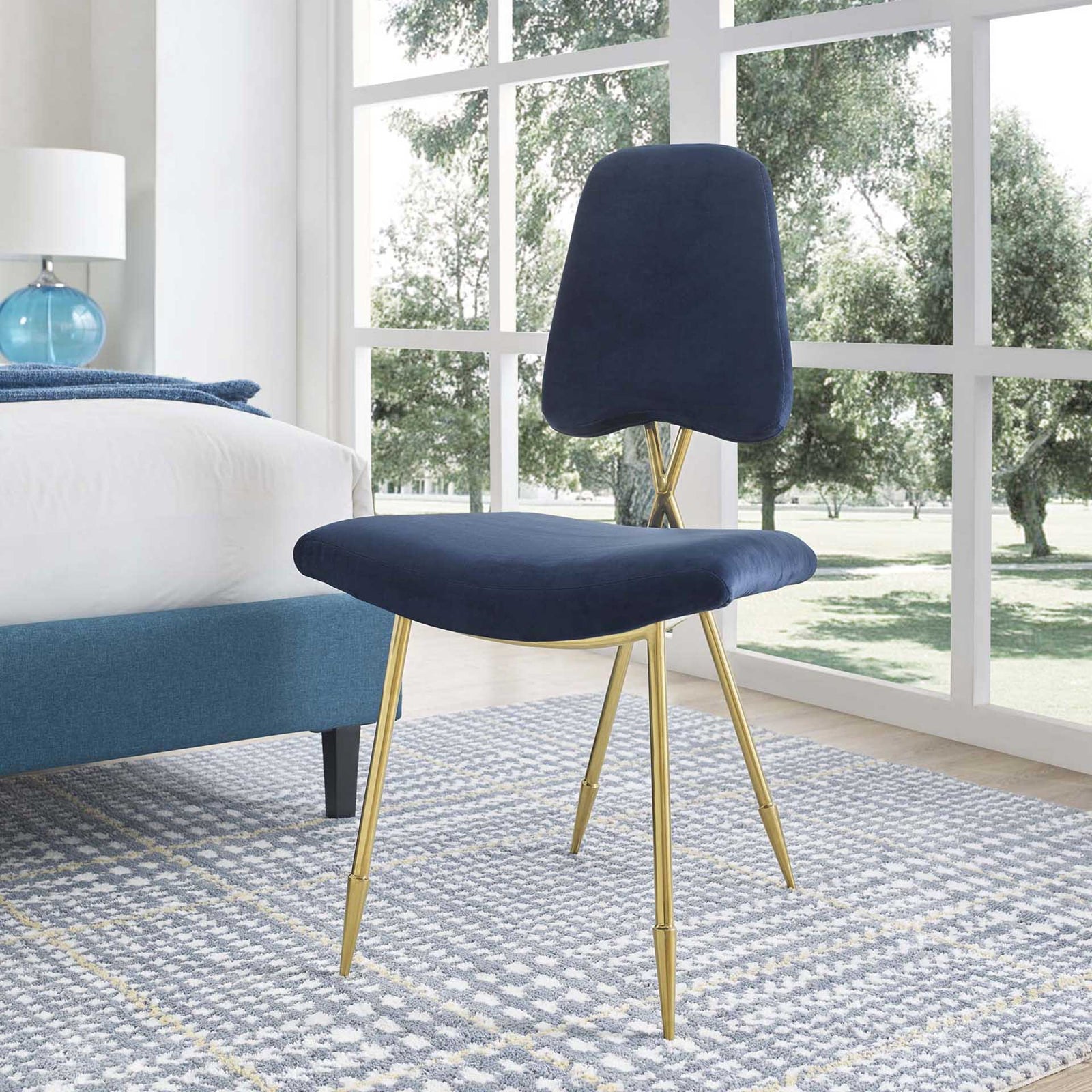 Palmer Upholstered Velvet Side Chair Navy