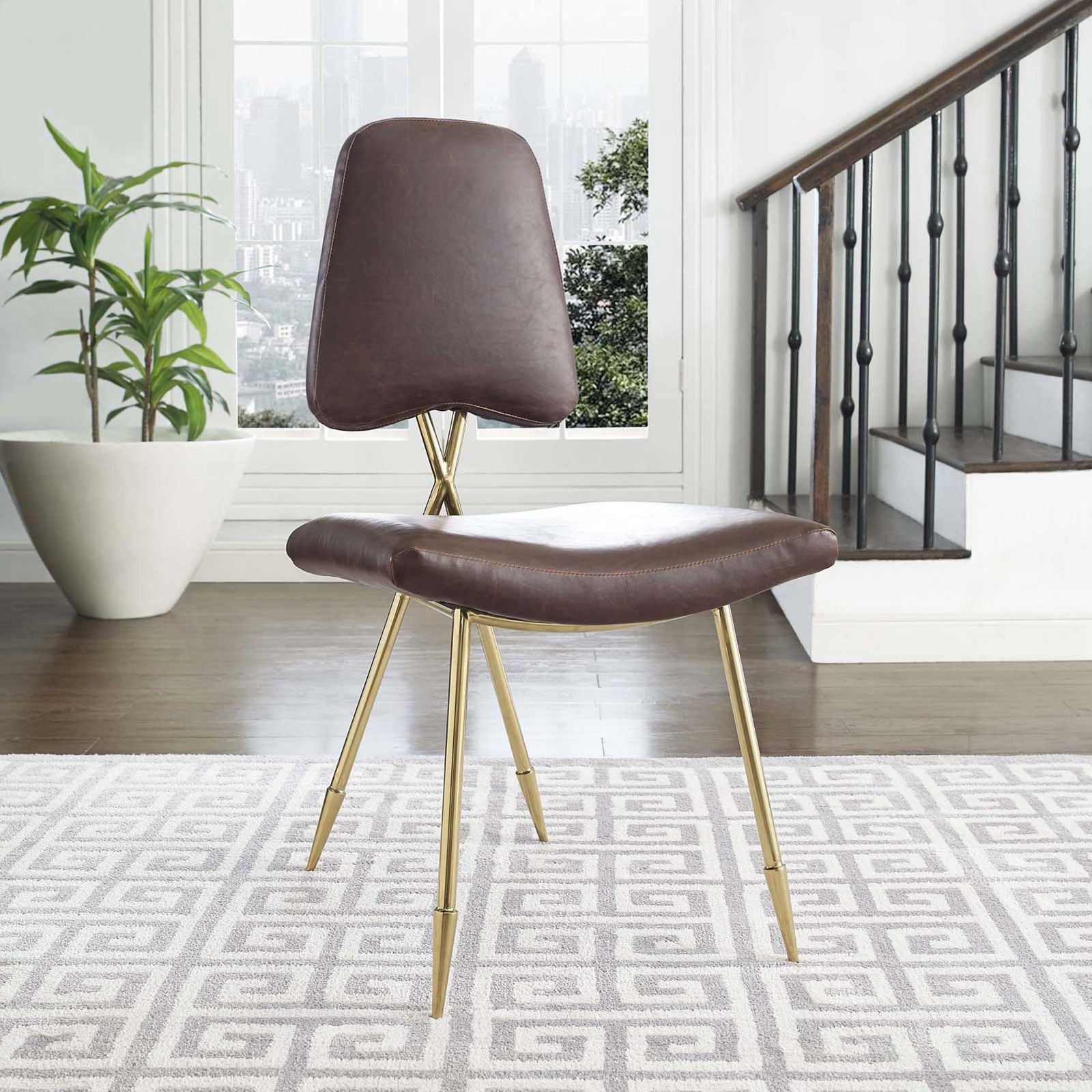 Palmer Faux Leather Dining Side Chair Brown